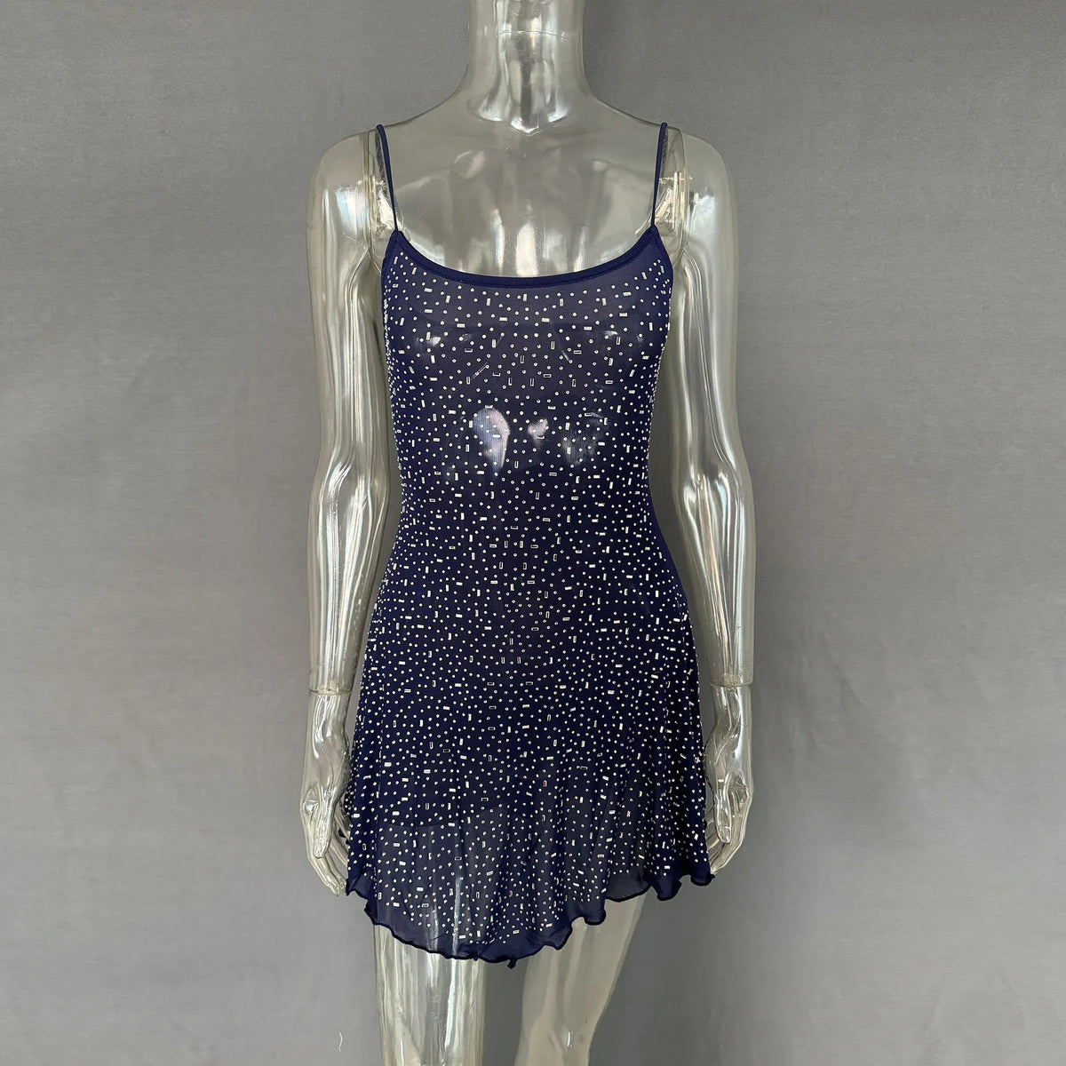 Rhinestone-Detail Mini Cami Dress
