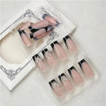 24 PCS Black P Ink Butterfly Nail Art, Long Length Long Water Pipe Fake Nails,Square Head Nail Tips False Nail — Prime Trend Market