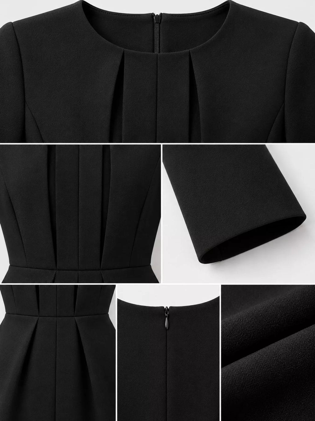 Long-Sleeve Pleated Bodycon Dress | S–3XL