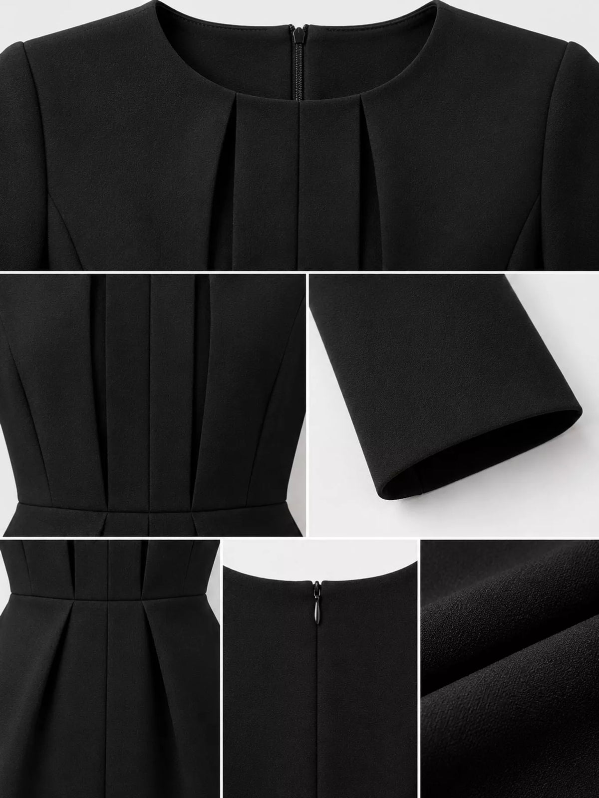 Long-Sleeve Pleated Bodycon Dress | S–3XL