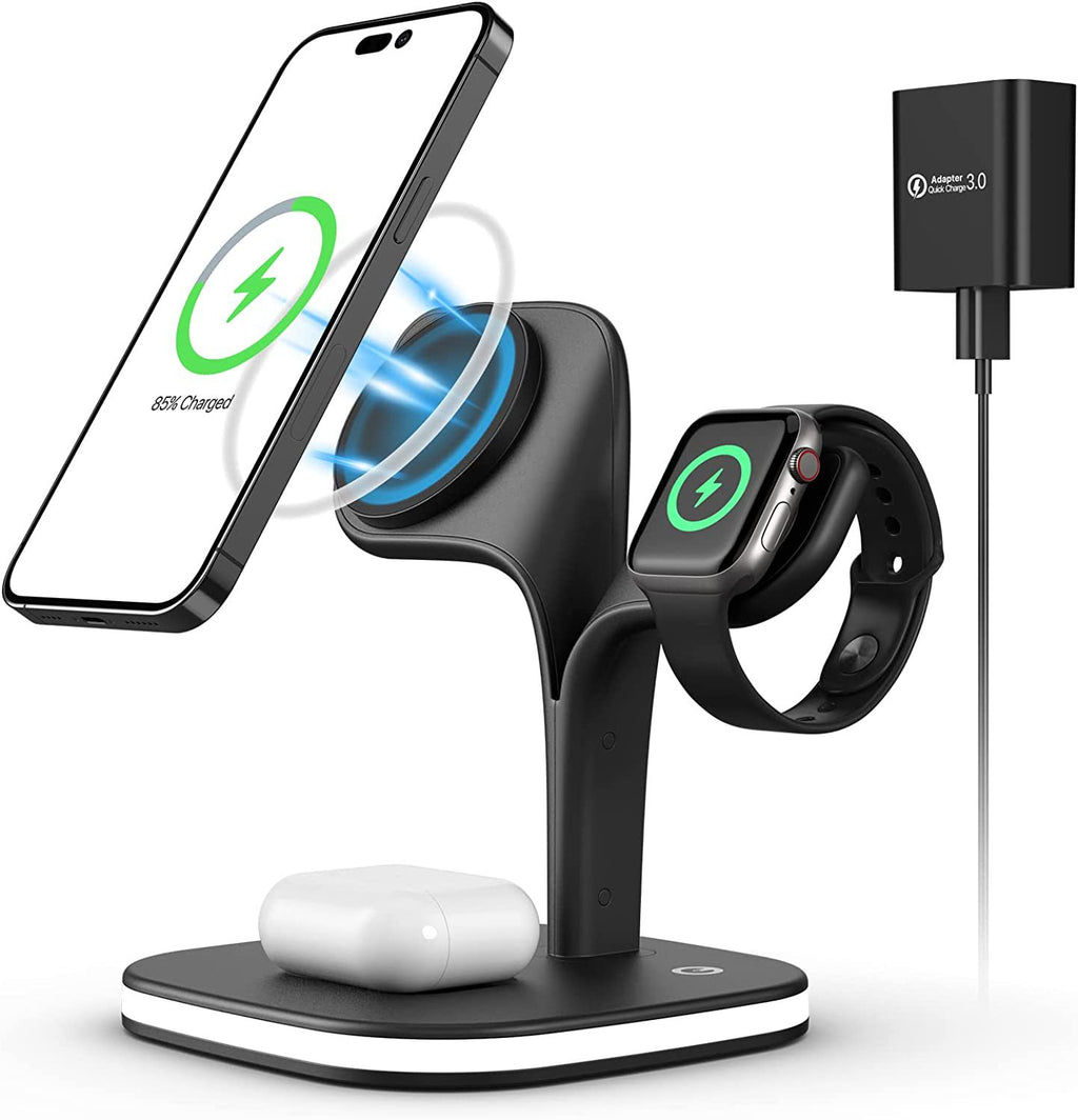Magnetic 3-in-1 Wireless Charging Station — Phone, Earphones & Watch — Prime Trend Market