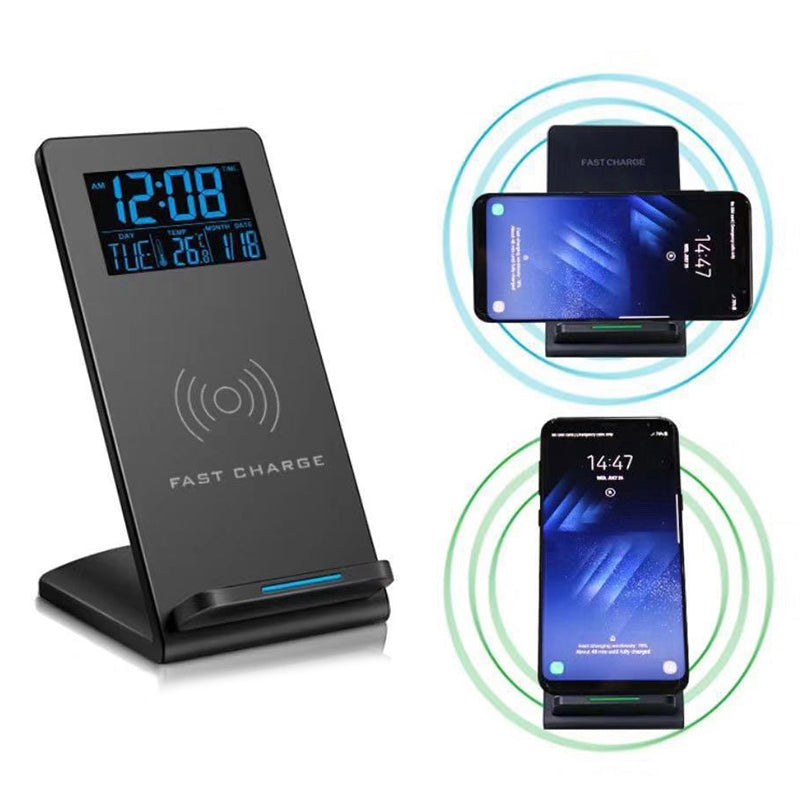5-in-1 Bedside Alarm Clock — Wireless Charger, Phone Holder, Temp & Calendar — Prime Trend Market