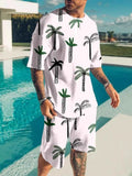 Men’s Palm-Tree Print Top & Shorts Set