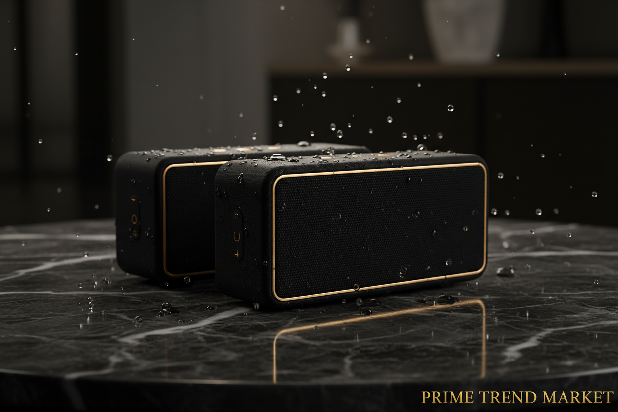 Fabric Waterproof Bluetooth Speaker — IPX4, TWS Stereo, 12H Battery & 20M Range — Eliza & Tuan