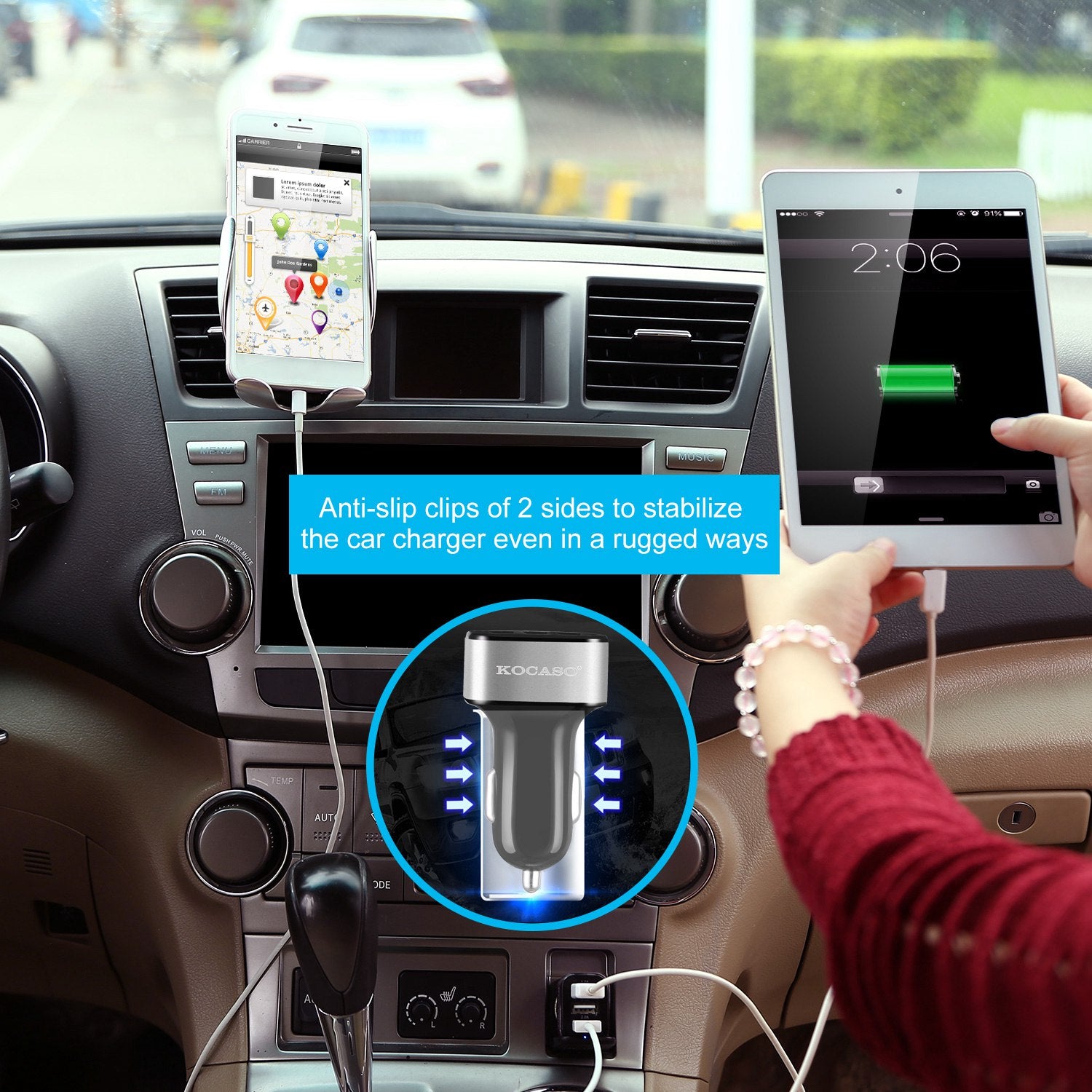 3-Port USB Car Charger 30W — Fast Charge iPhone 16, 15, 14 & More — Eliza & Tuan