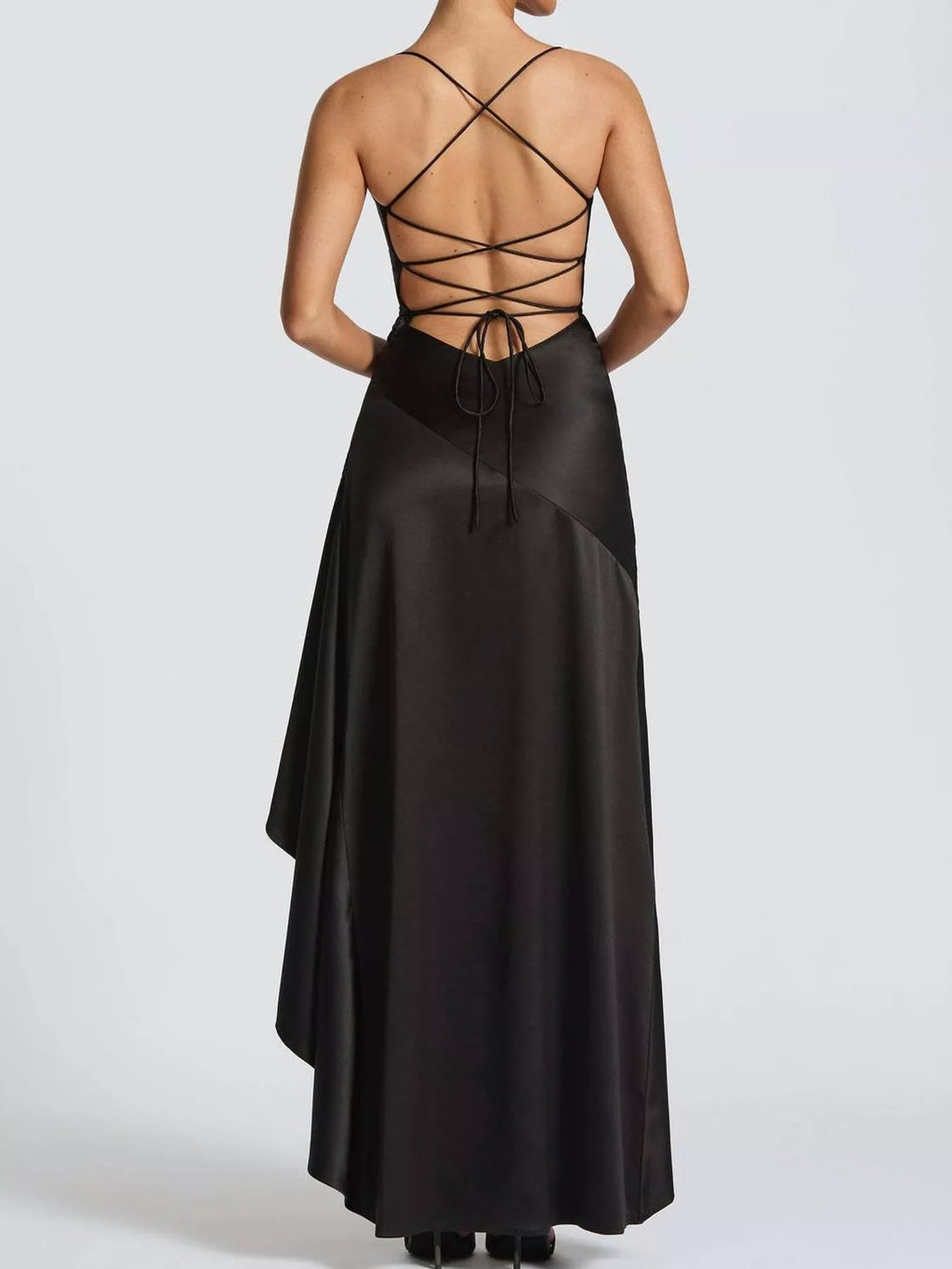 High-Low Ruffle-Hem Evening Dress