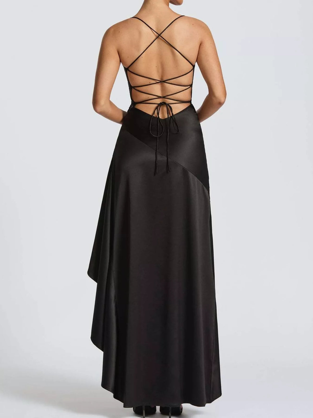 High-Low Ruffle-Hem Evening Dress