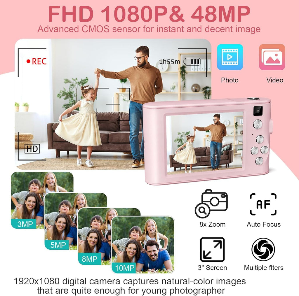 Kids Digital Camera Birthday Gift Set | 48MP 1080P + 32GB SD Card — Prime Trend Market