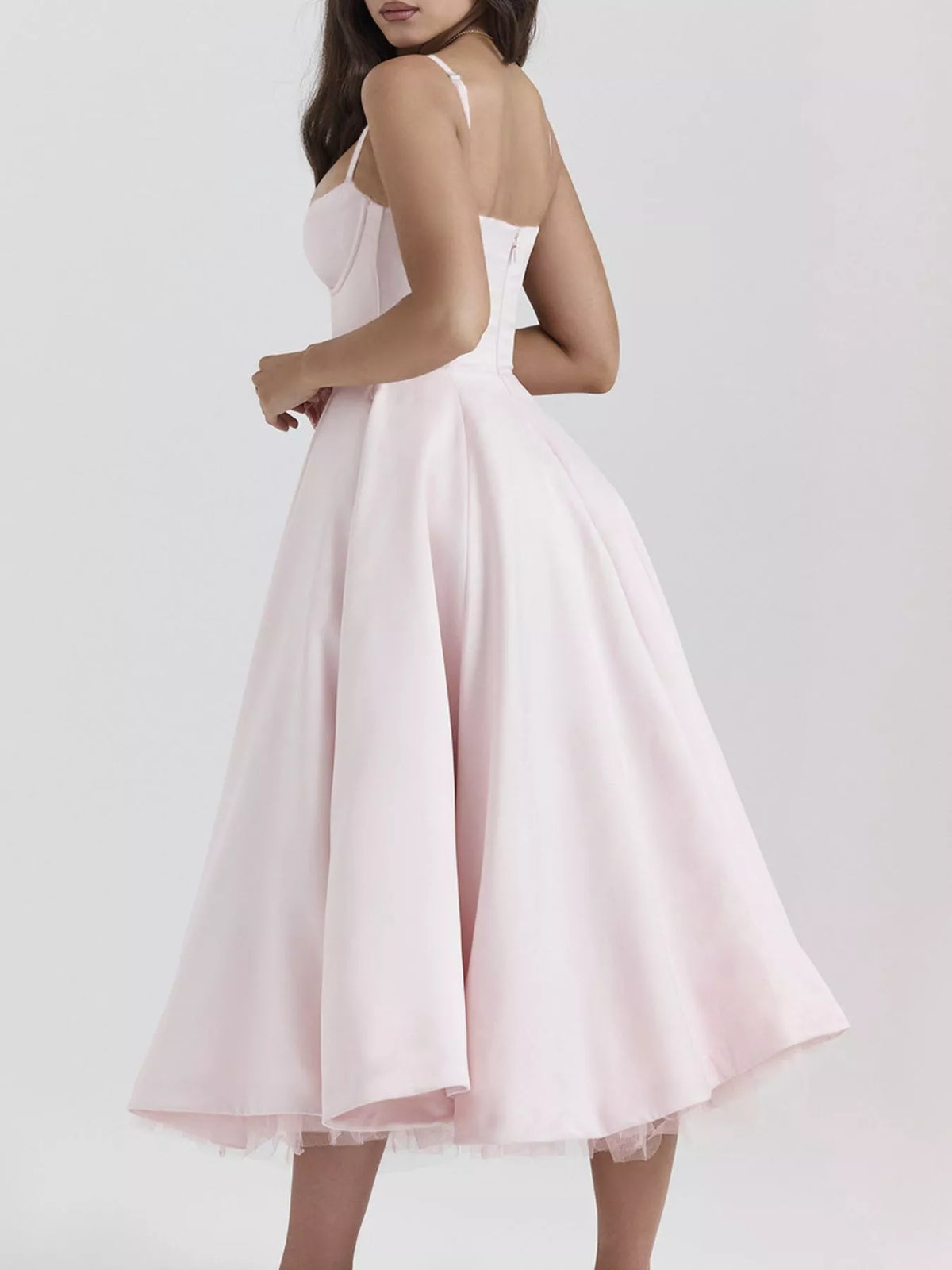 Sweetheart-Neck Pocketed A-Line Midi Dress