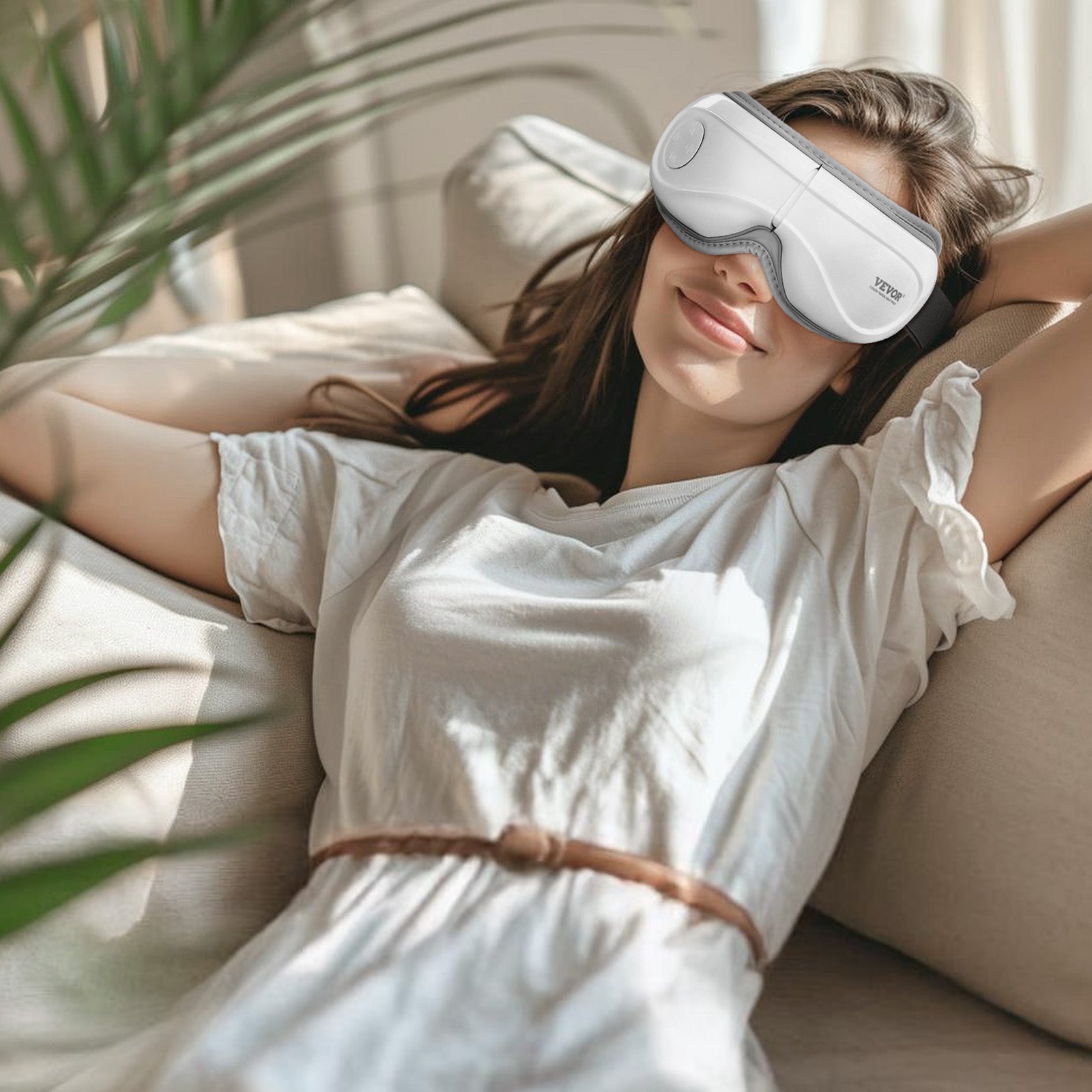 VEVOR Eye Massager with Heat | 5 Modes Bluetooth Music | 180° Foldable Eye Care Device | White — Prime Trend Market