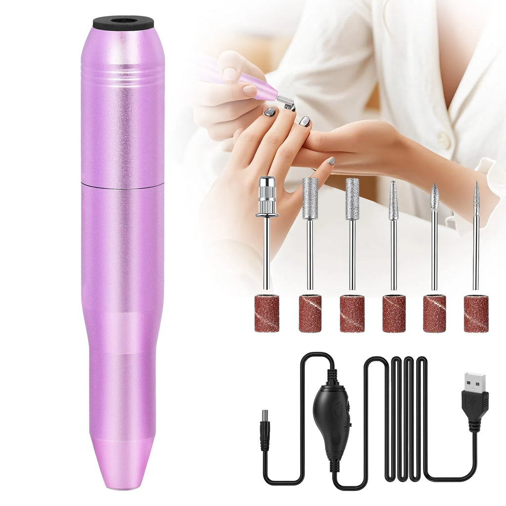 Rose Gold Electric Nail Drill – Professional Nail File Kit with Drill Bits & Sanding Bands | Acrylic & Gel Nails — Prime Trend Market