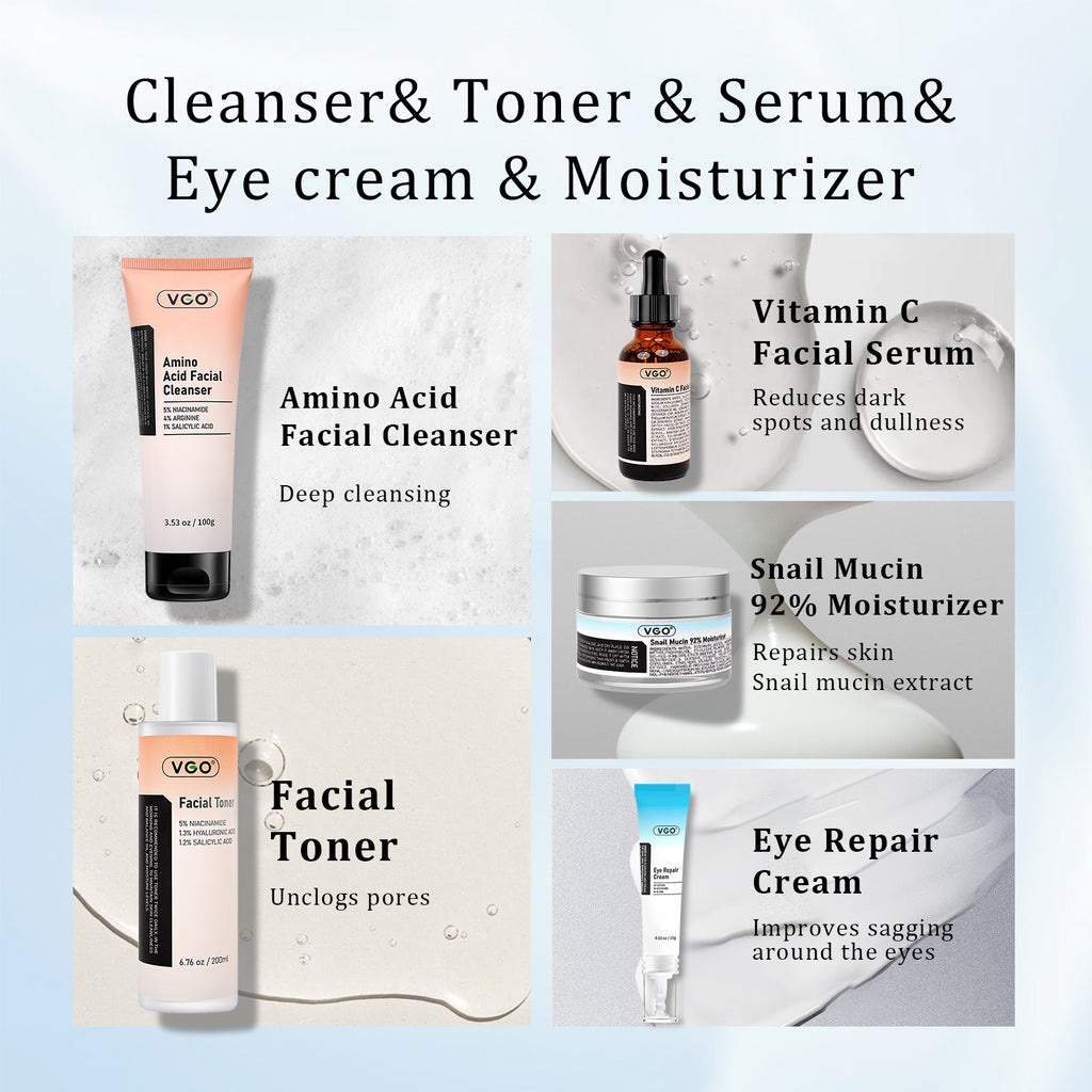 Complete Skincare Ritual Set — Cleanser + Toner + Serum + Eye Cream + Moisturizer — Prime Trend Market