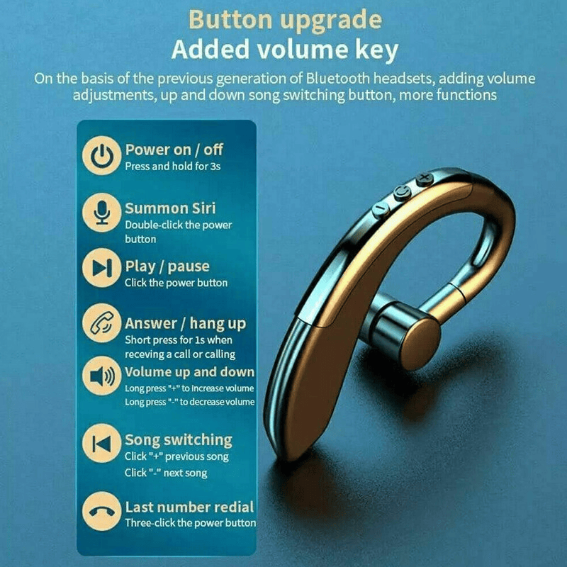 Wireless Bluetooth 5.0 Earpiece | Hook Headset | Noise Cancelling | Fits Left & Right Ear — Prime Trend Market
