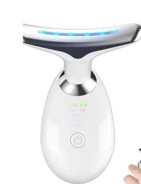 Luxury 7-Color LED EMS Face & Neck Beauty Massager — Negative Ion, Infrared, Ultrasonic Skin Rejuvenation — Eliza & Tuan
