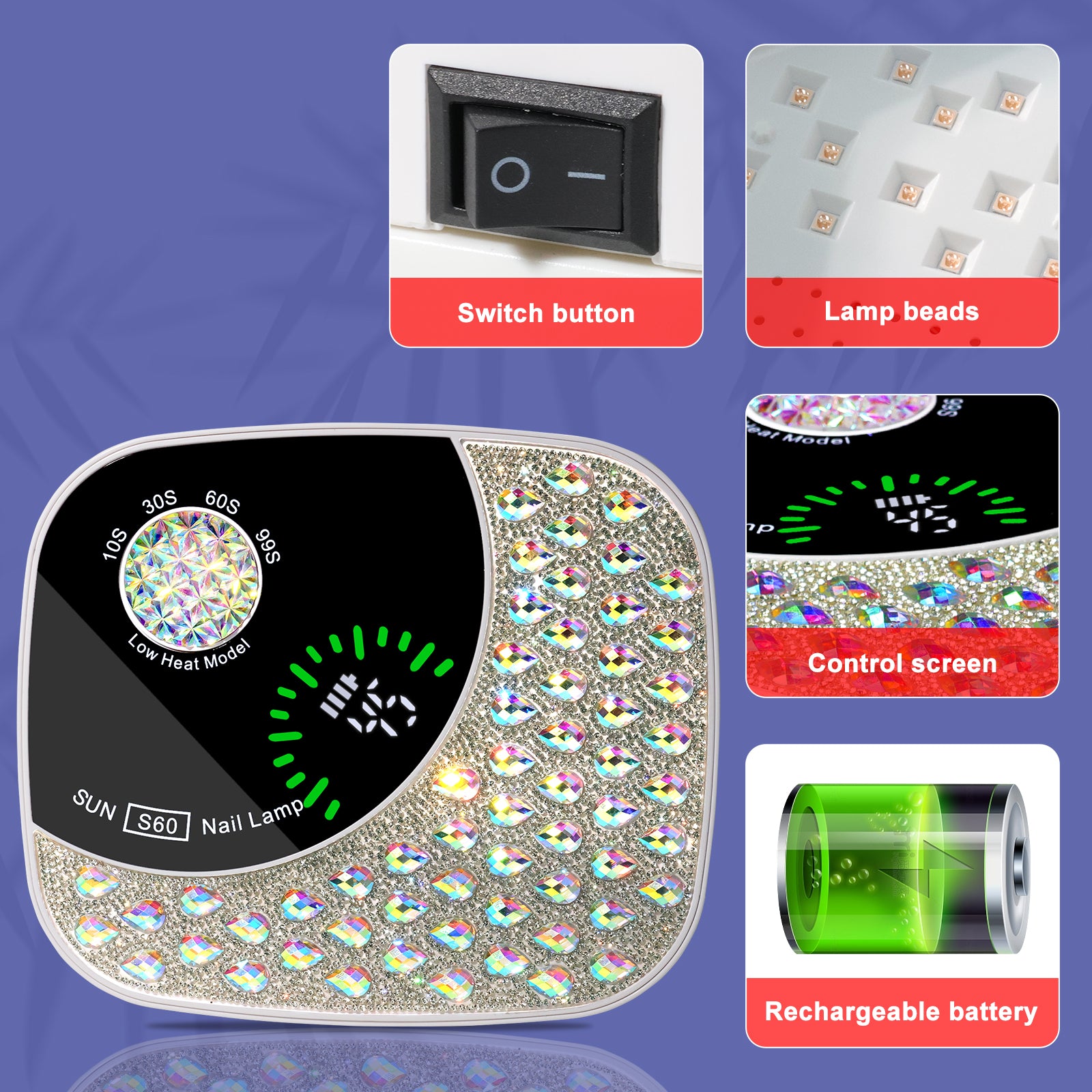 Cordless Rechargeable UV LED Nail Lamp | 4 Timers | Auto Sensor | LCD Display | Gel Polish Dryer — Prime Trend Market