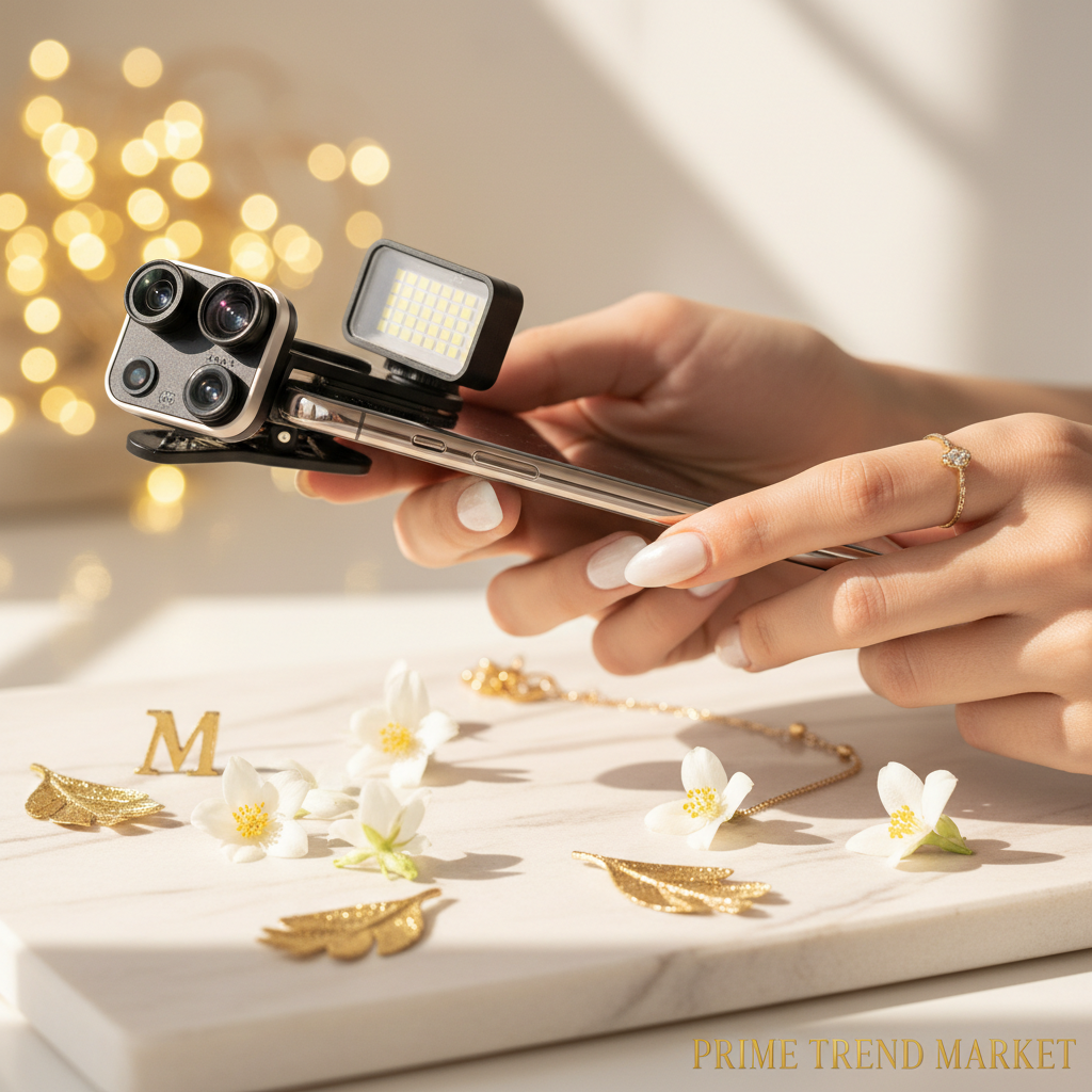 Luxury Pro Creator Smartphone Lens Kit with LED Fill Light — Wide Angle, Macro & Fisheye | 4K HD — Prime Trend Market