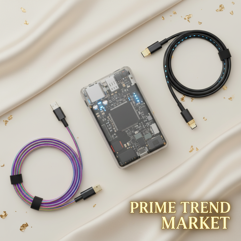 Phone Creator Bundle | 66W RGB Charging Cable + LED Magnetic Cable + Transparent Power Bank — Prime Trend Market