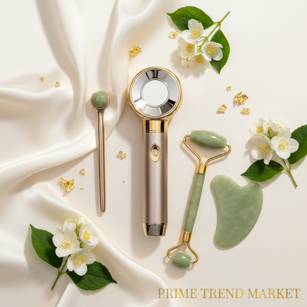 Full Face Rejuvenation Set | RF LED Wand + Germanium Stone Wand + Crystal Jade Roller Spa Set — Prime Trend Market