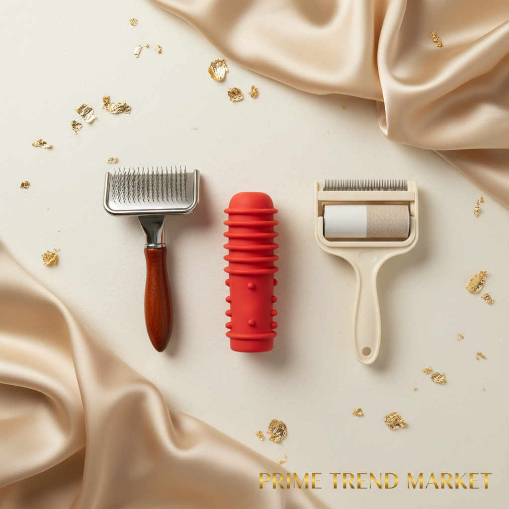 Pet Lint Master Bundle | Self-Cleaning Slicker Brush + Hair Roller + 2-Way Lint Roller — Prime Trend Market