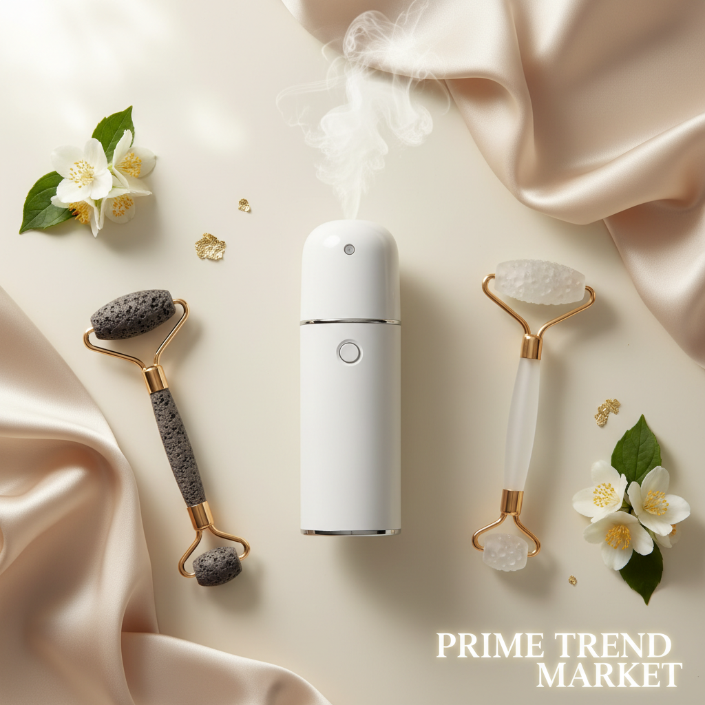 Glow & Mist Ritual Duo | NanoMist™ Sprayer + Volcanic Stone Roller + Ice Derma Roller — Prime Trend Market