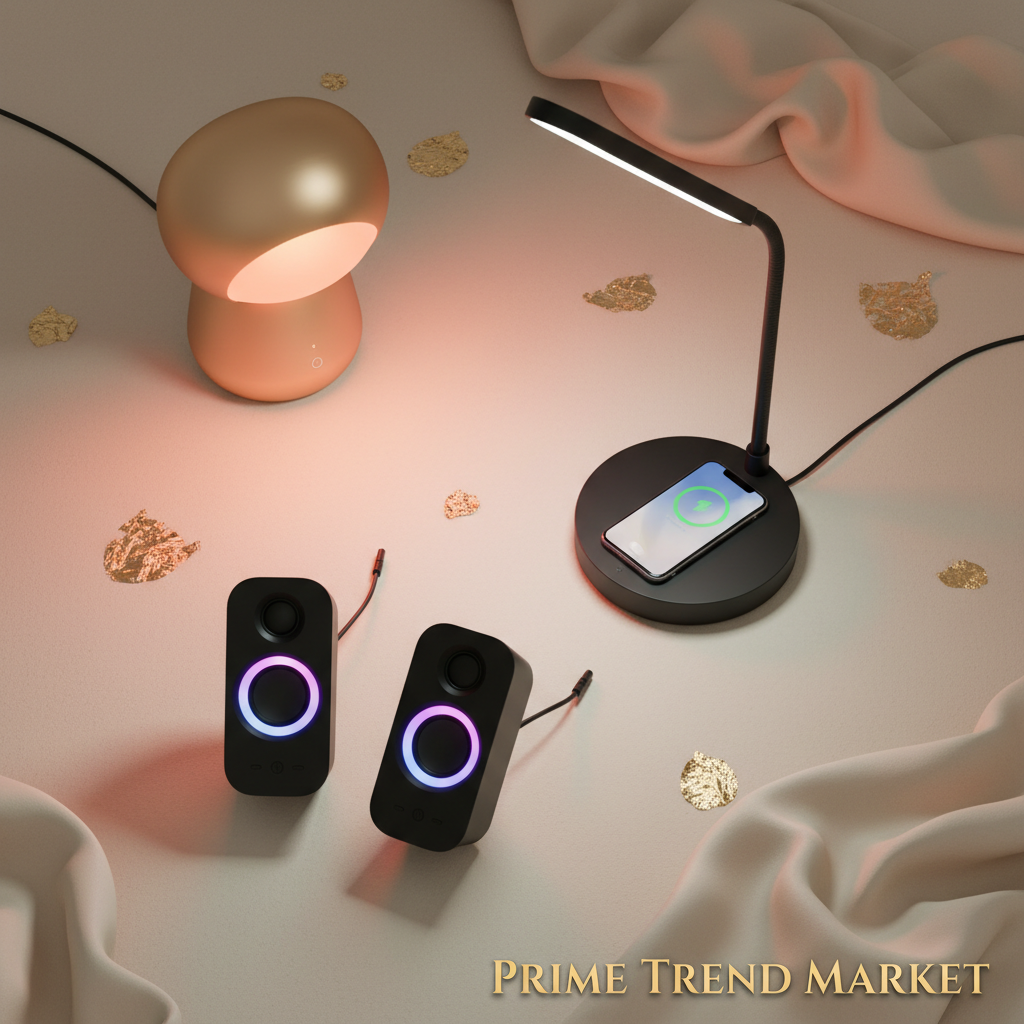 Home Vibe Bundle | Sunset Projection Lamp + RGB Gaming Speaker + LED Desk Lamp Charger — Prime Trend Market