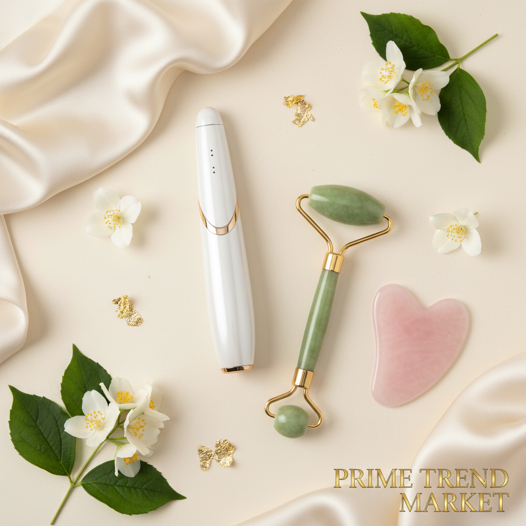 Face Lift Starter Kit | EMS Microcurrent Wand + Crystal Jade Roller Spa Set — Eliza & Tuan