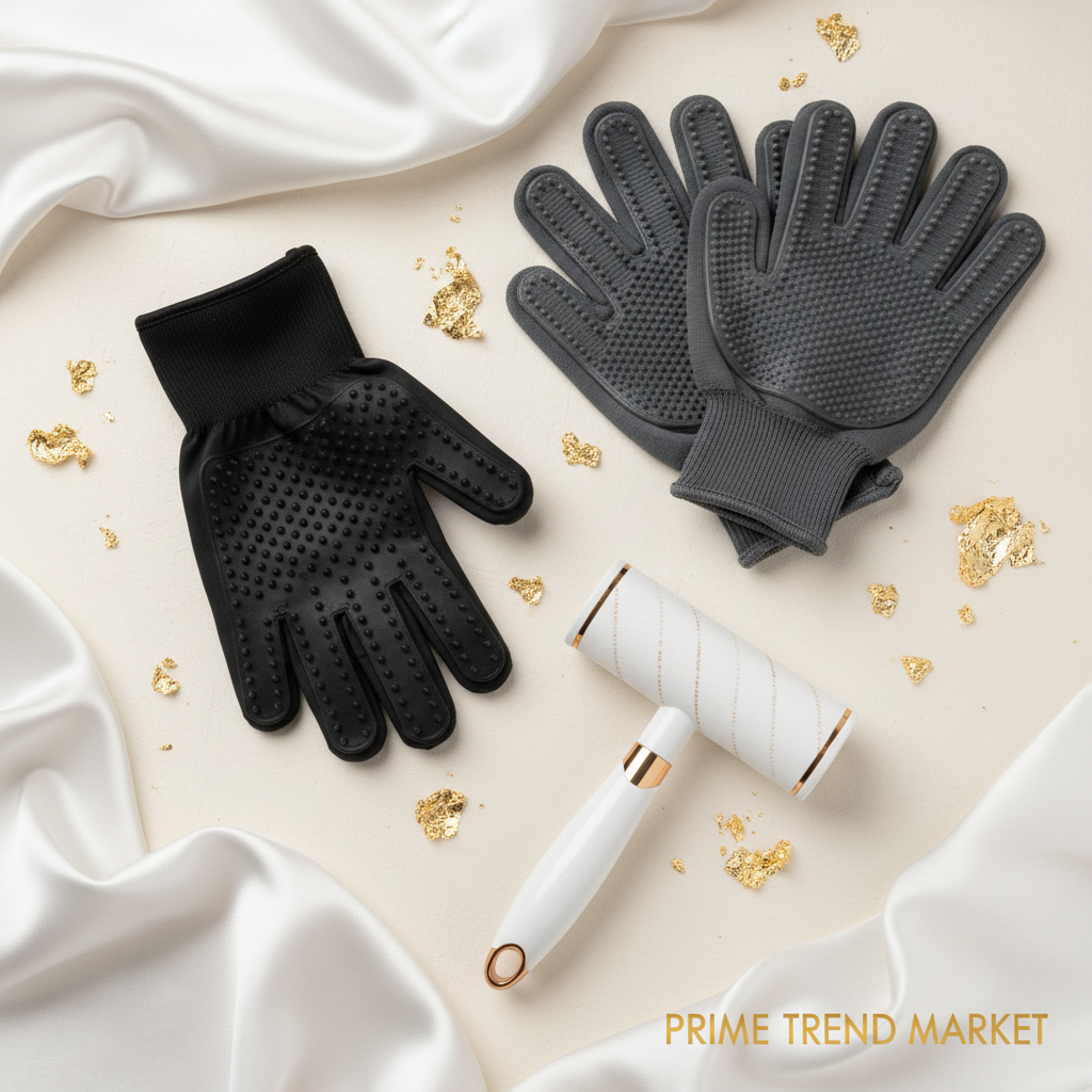 Pet Deshed & Clean Bundle | Deshedding Glove + Grooming Gloves + Pet Hair Roller — Prime Trend Market
