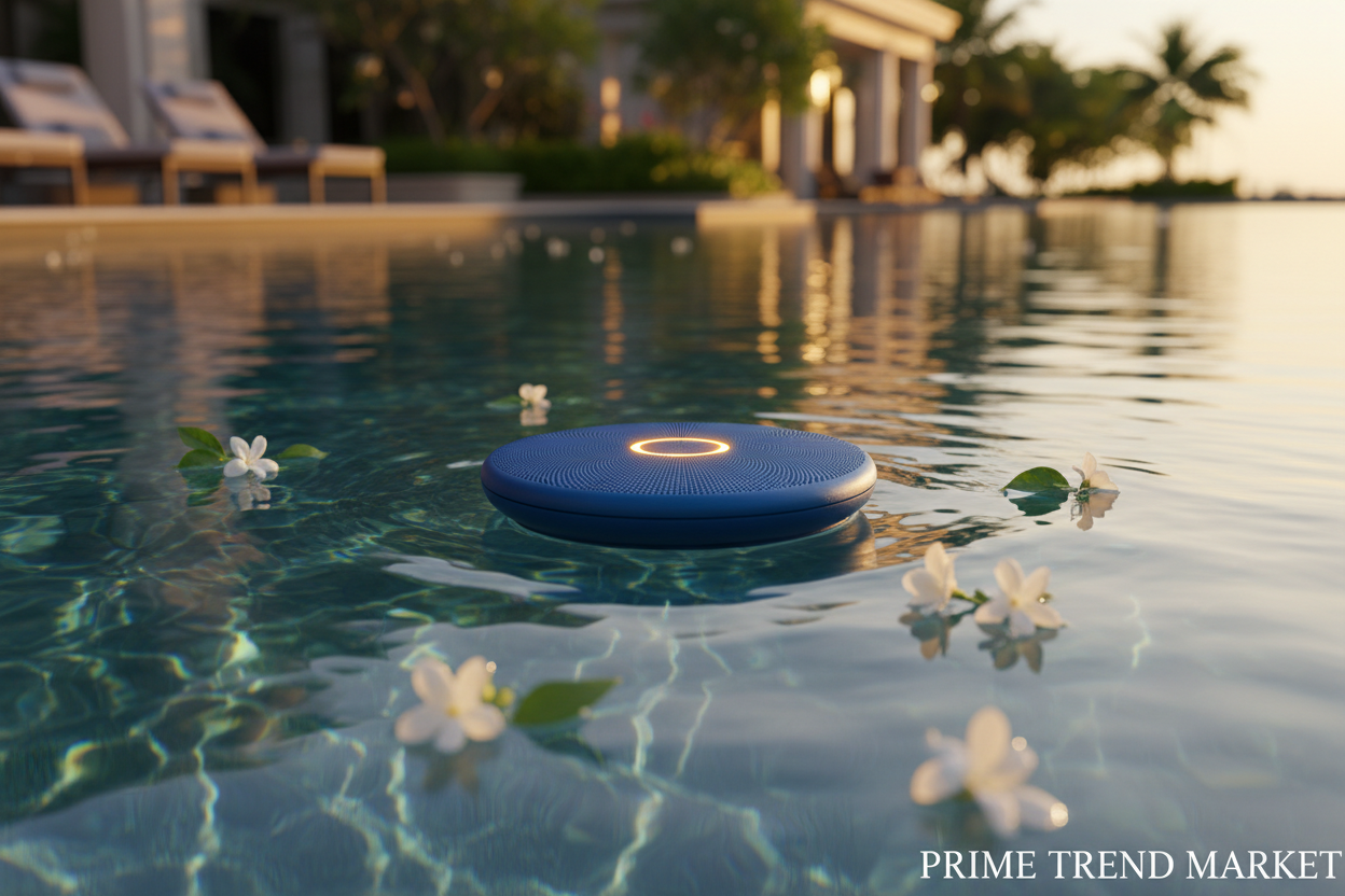 Waterproof Floating Bluetooth Speaker — Glowing Logo, TWS, BT 5.0, Pool & Outdoor Speaker, 3 Colors — Eliza & Tuan