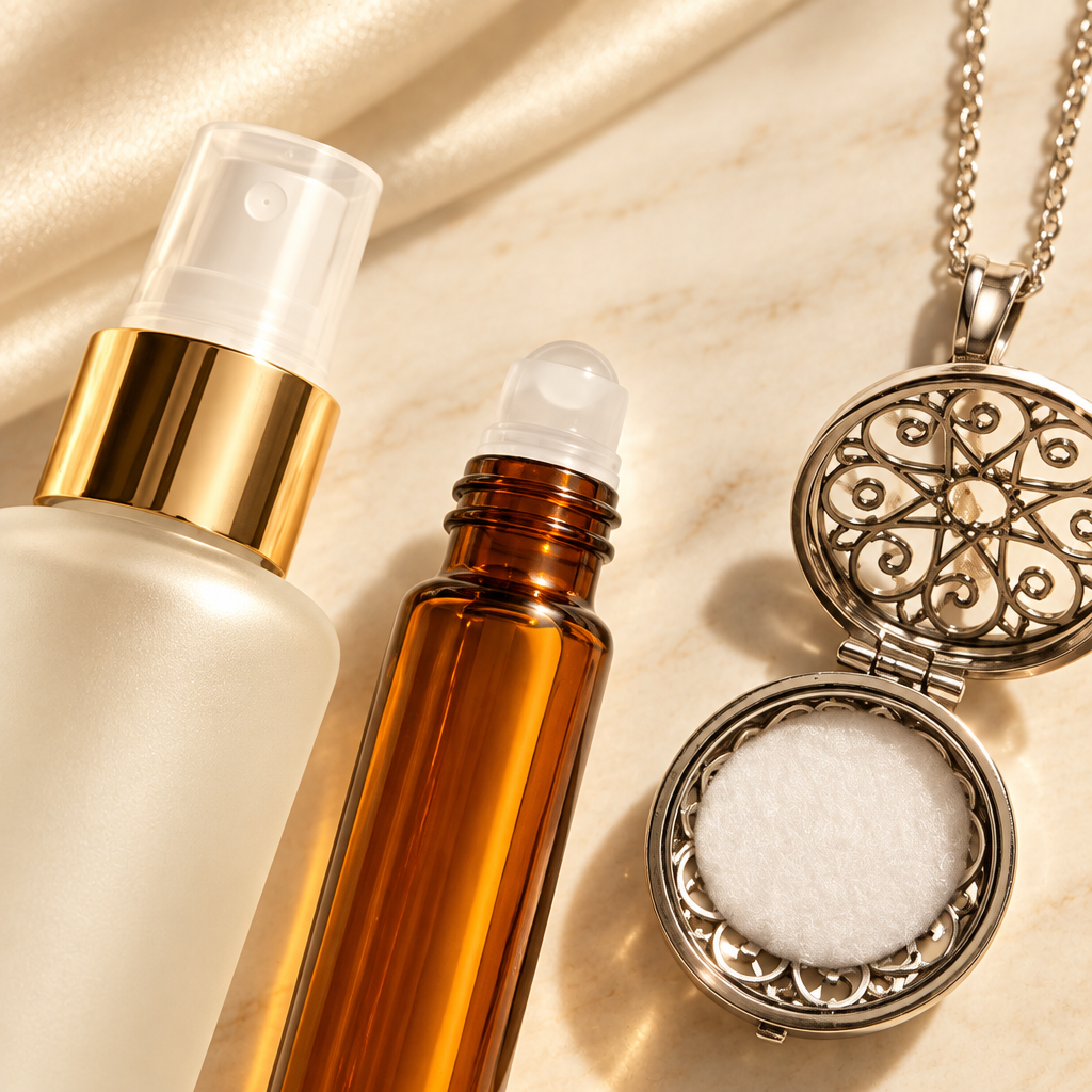Fragrance Layering Set — Body Mist + Roller Perfume + Aromatherapy Locket