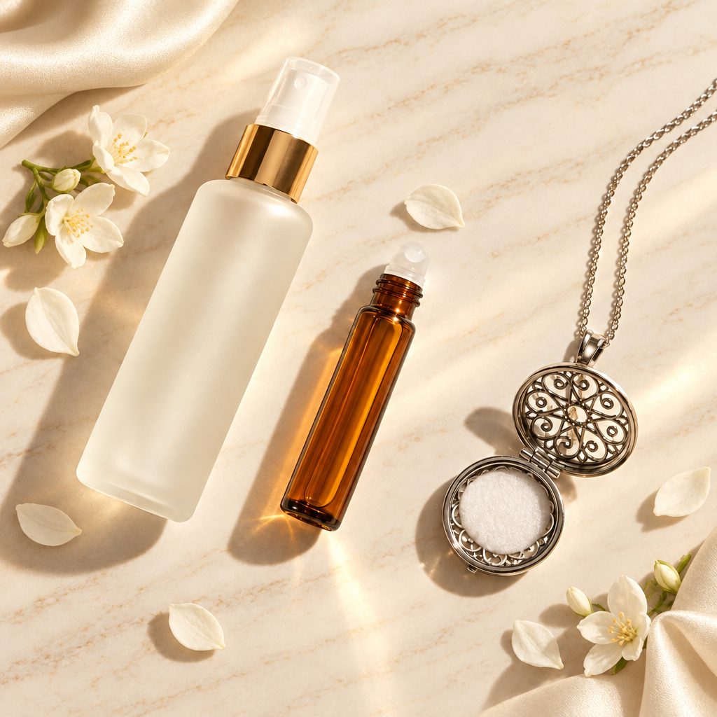 Fragrance Layering Set — Body Mist + Roller Perfume + Aromatherapy Locket