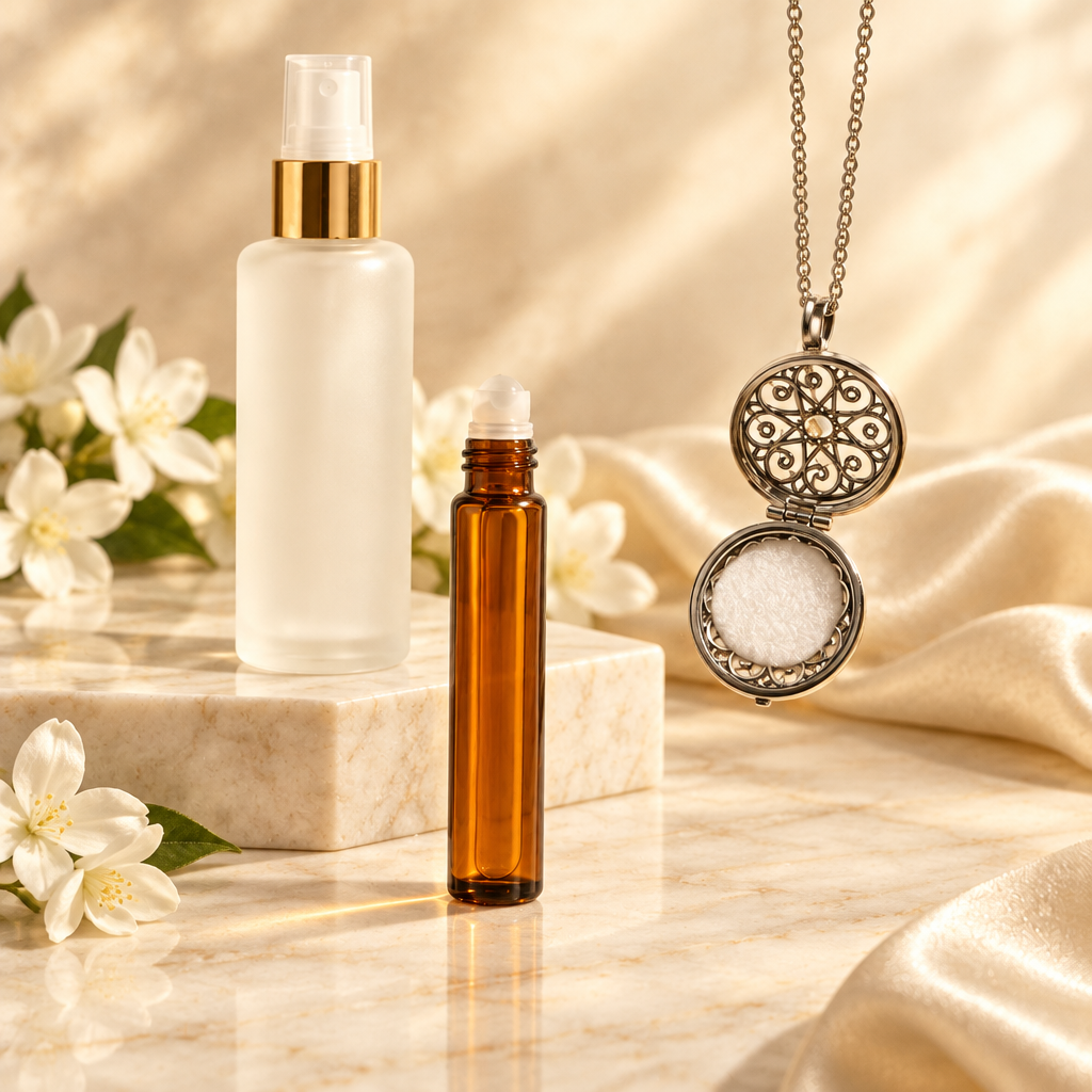 Fragrance Layering Set — Body Mist + Roller Perfume + Aromatherapy Locket