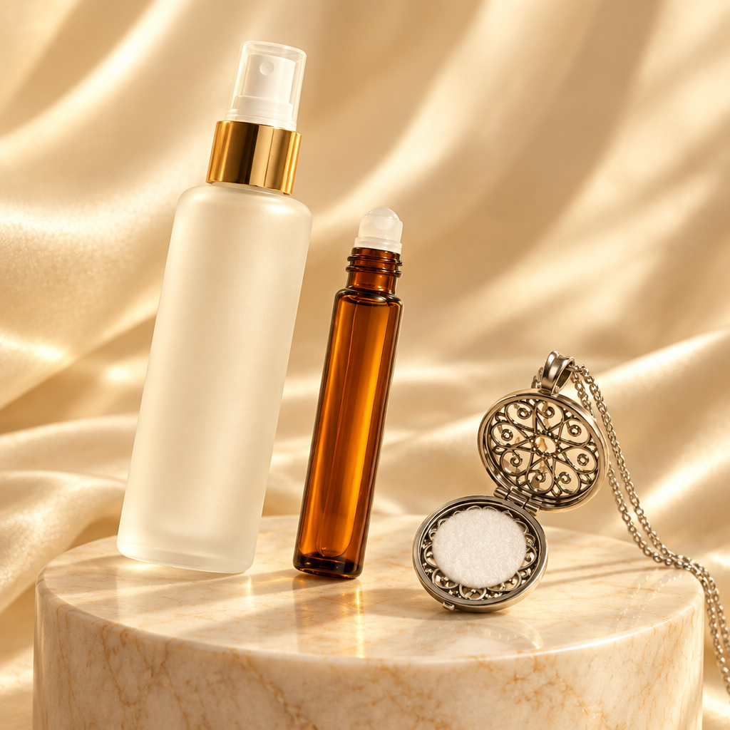 Fragrance Layering Set — Body Mist + Roller Perfume + Aromatherapy Locket