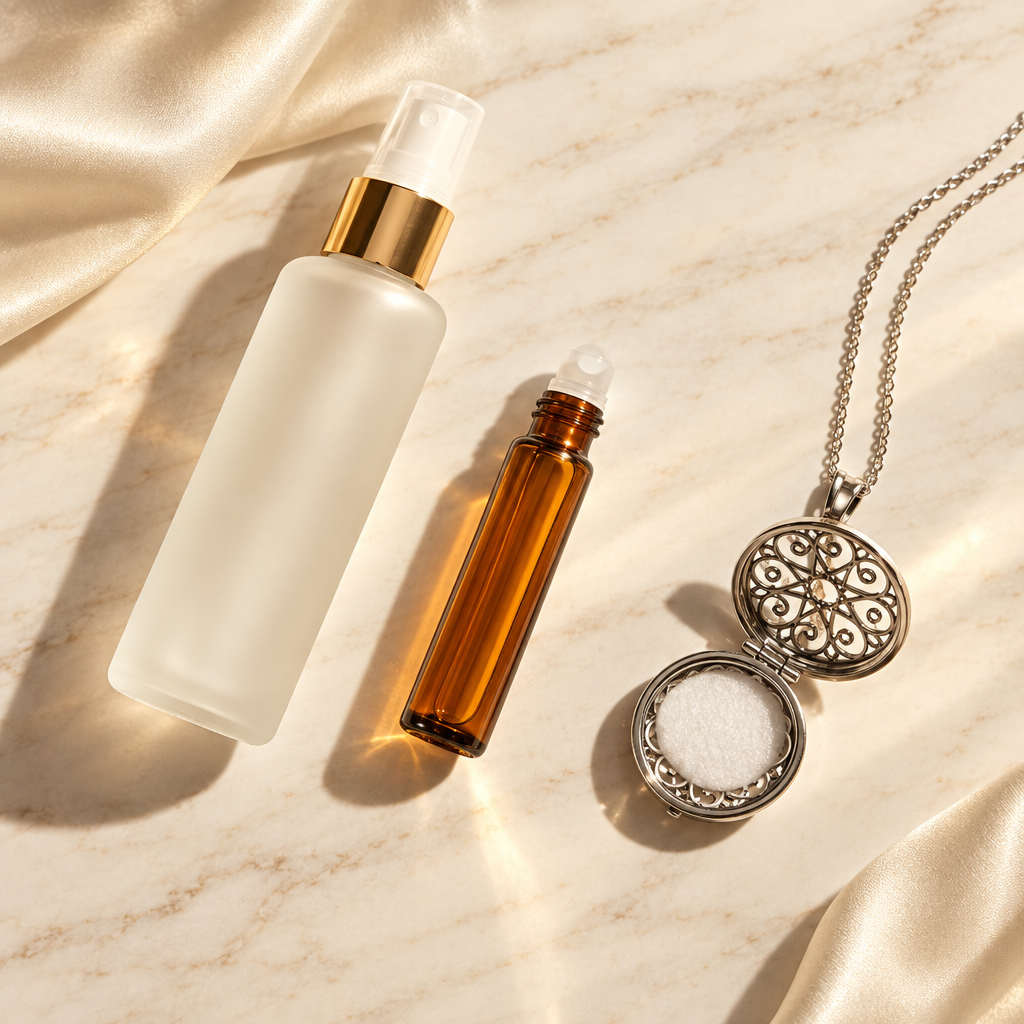 Fragrance Layering Set — Body Mist + Roller Perfume + Aromatherapy Locket