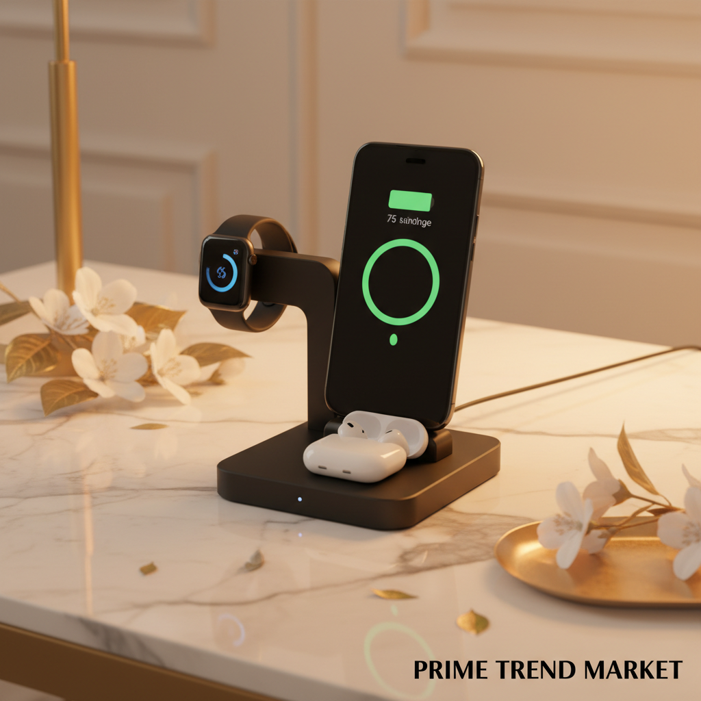 Desktop 3-in-1 Wireless Charger Station — iPhone, Apple Watch & AirPods — Prime Trend Market
