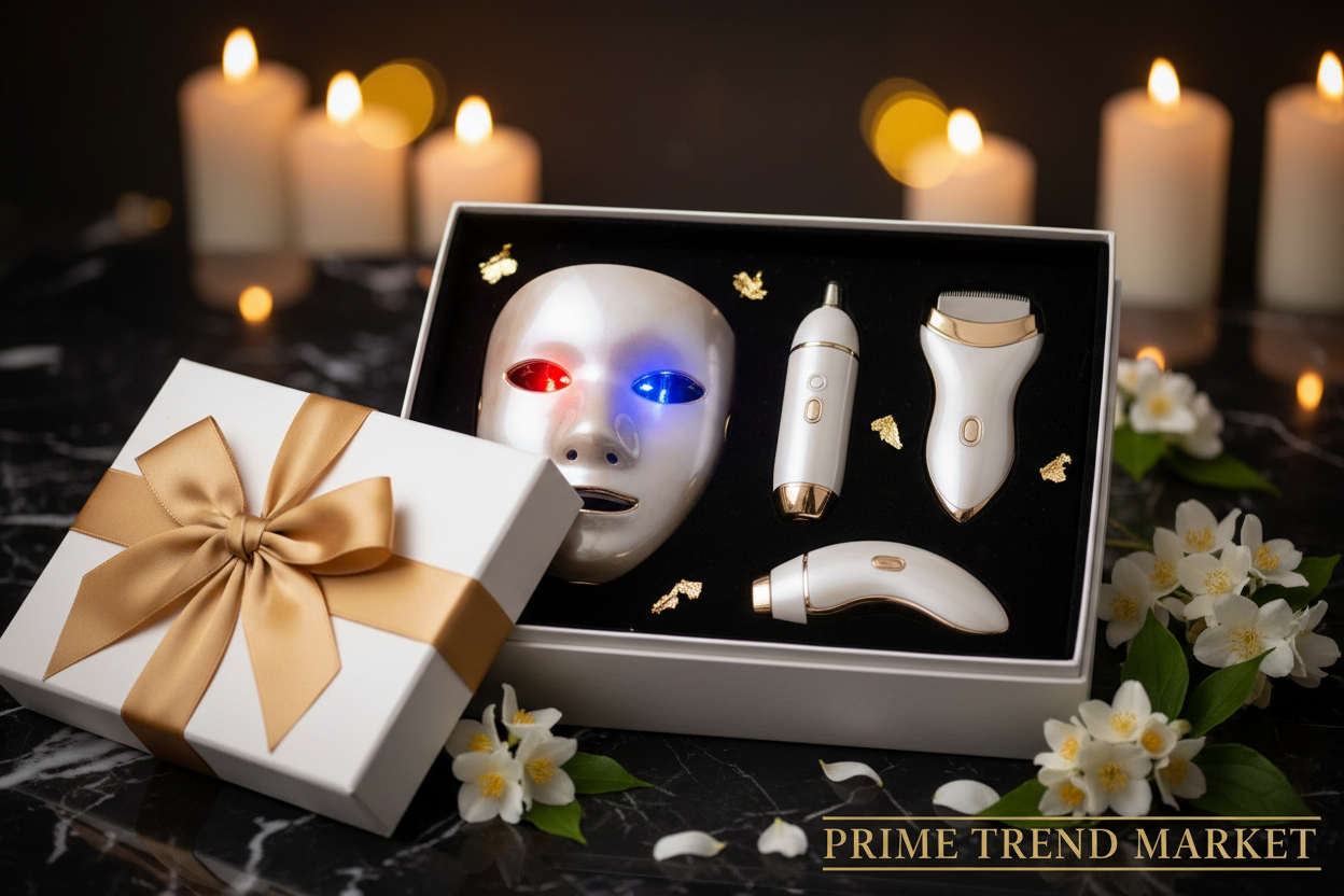 Luxury Full Facial Routine Kit | LED Therapy + Pore Vacuum + Skin Scrubber — Complete 3-in-1 Beauty Bundle — Prime Trend Market