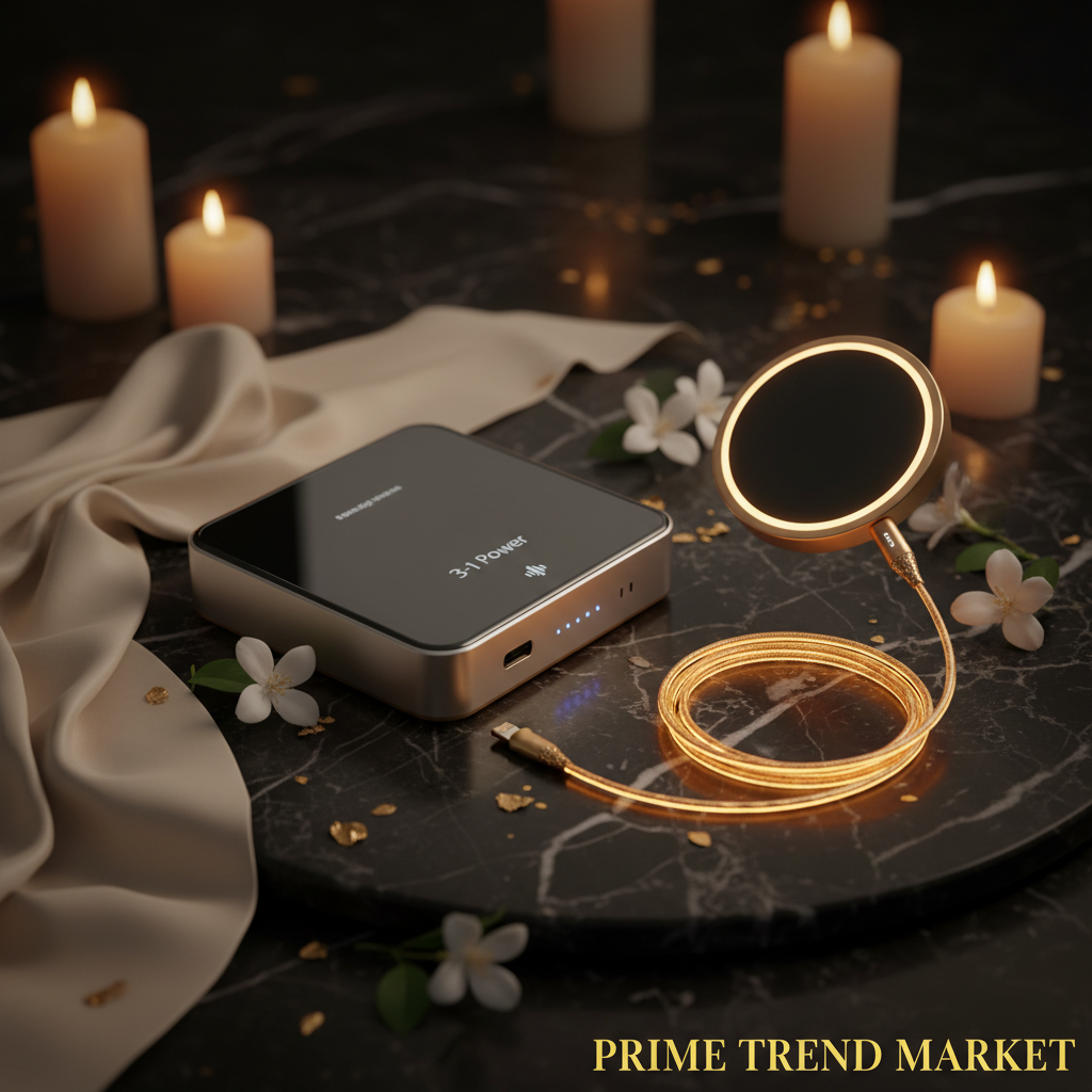 MagSafe Power Bundle | 3-in-1 Wireless Power Bank + MagSafe Charger + LED Charging Cable — Prime Trend Market