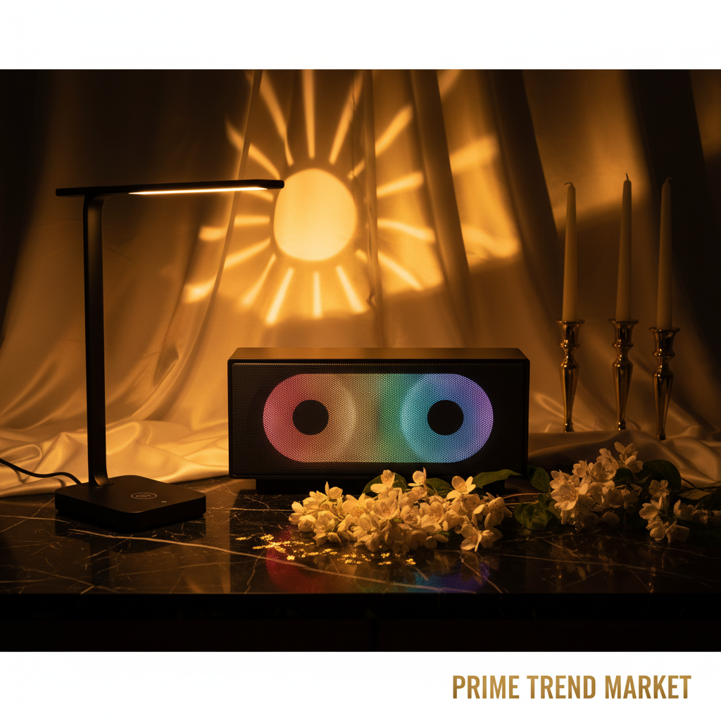 Home Vibe Bundle | Sunset Projection Lamp + RGB Gaming Speaker + LED Desk Lamp Charger — Prime Trend Market
