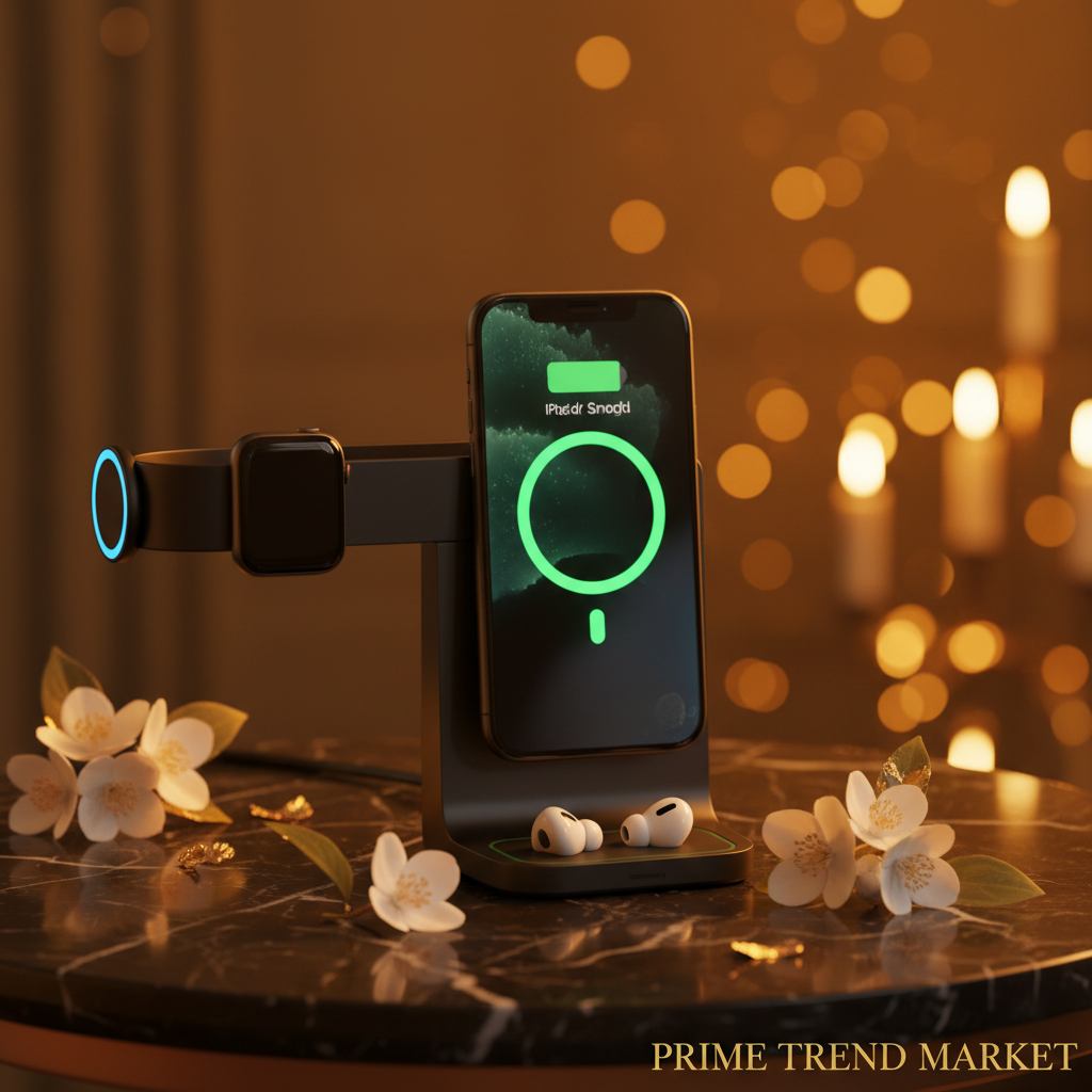 Desktop 3-in-1 Wireless Charger Station — iPhone, Apple Watch & AirPods — Prime Trend Market
