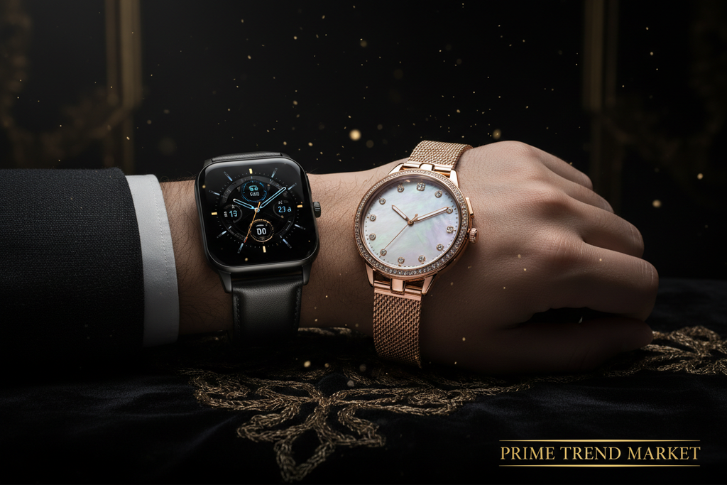 His & Hers Smartwatch Bundle – MAX18 AMOLED + KW10Pro Women's Luxury Watch | Couple Gift Set — Prime Trend Market
