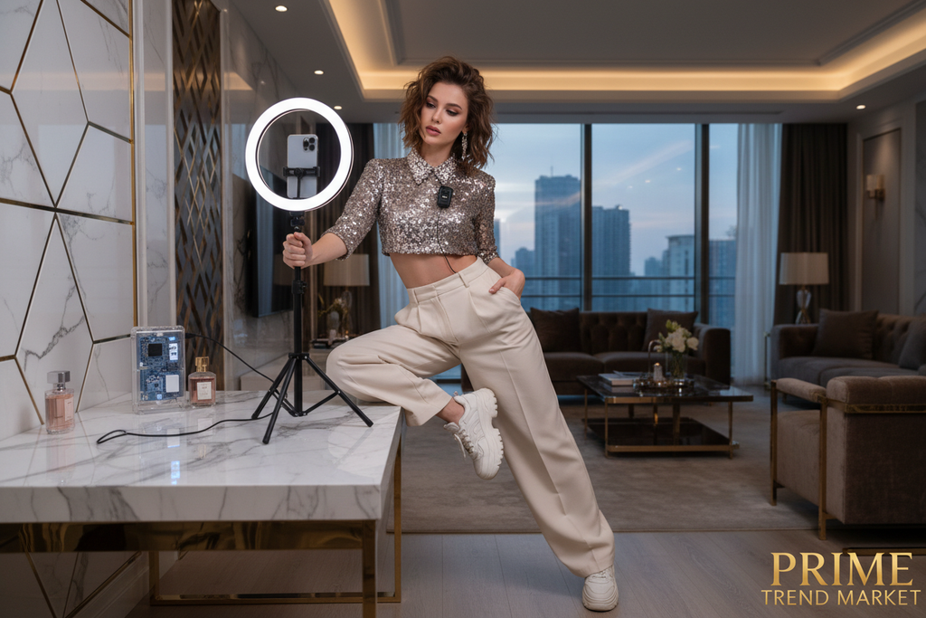 TikTok Creator Kit | Wireless Clip-On Mic + Selfie Stick Tripod with LED Ring Light + Magnetic Power Bank — Prime Trend Market