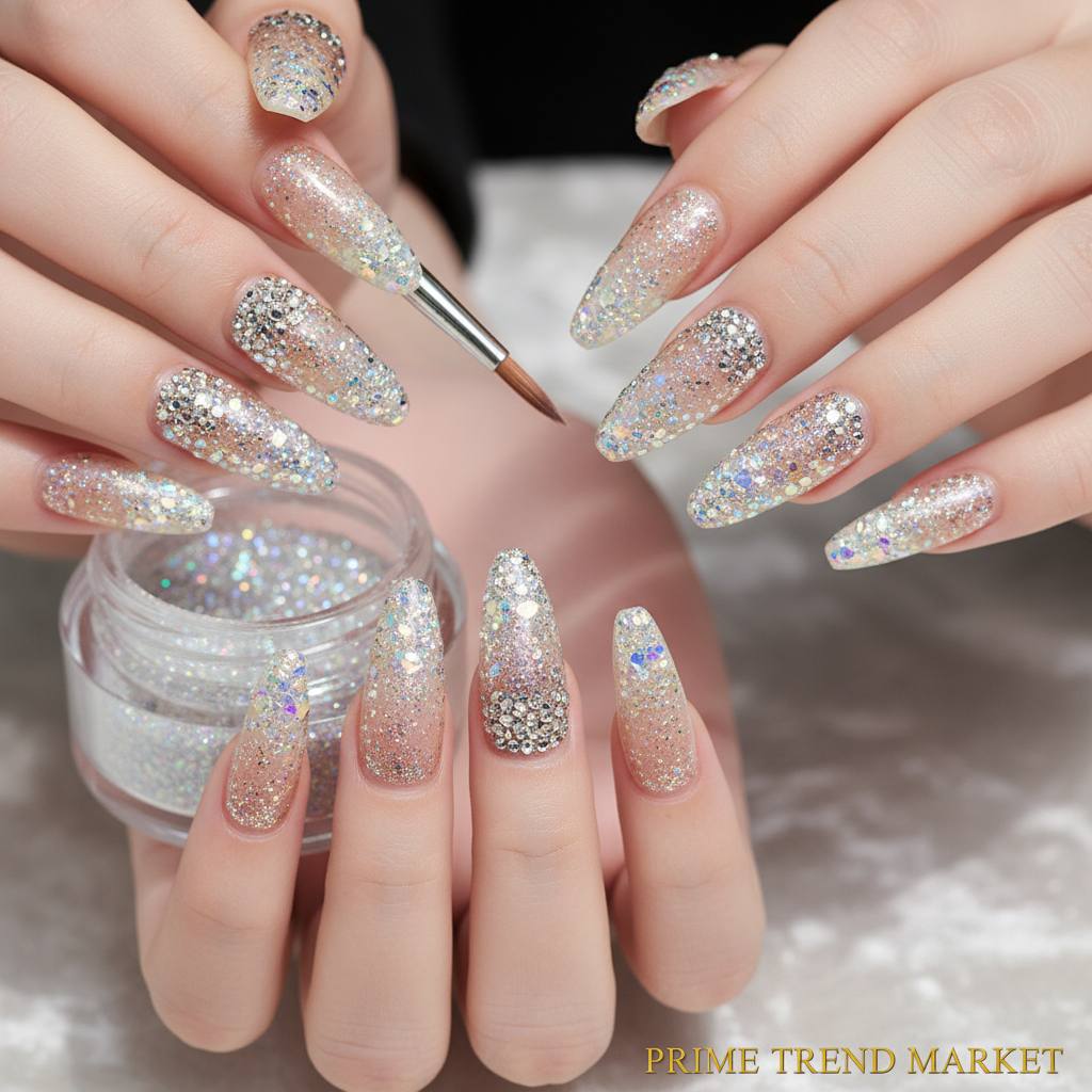 Nail Art Pro Set — Rhinestone Press-On Nails + Crystal Diamond Powder + Electric Nail Drill — Prime Trend Market