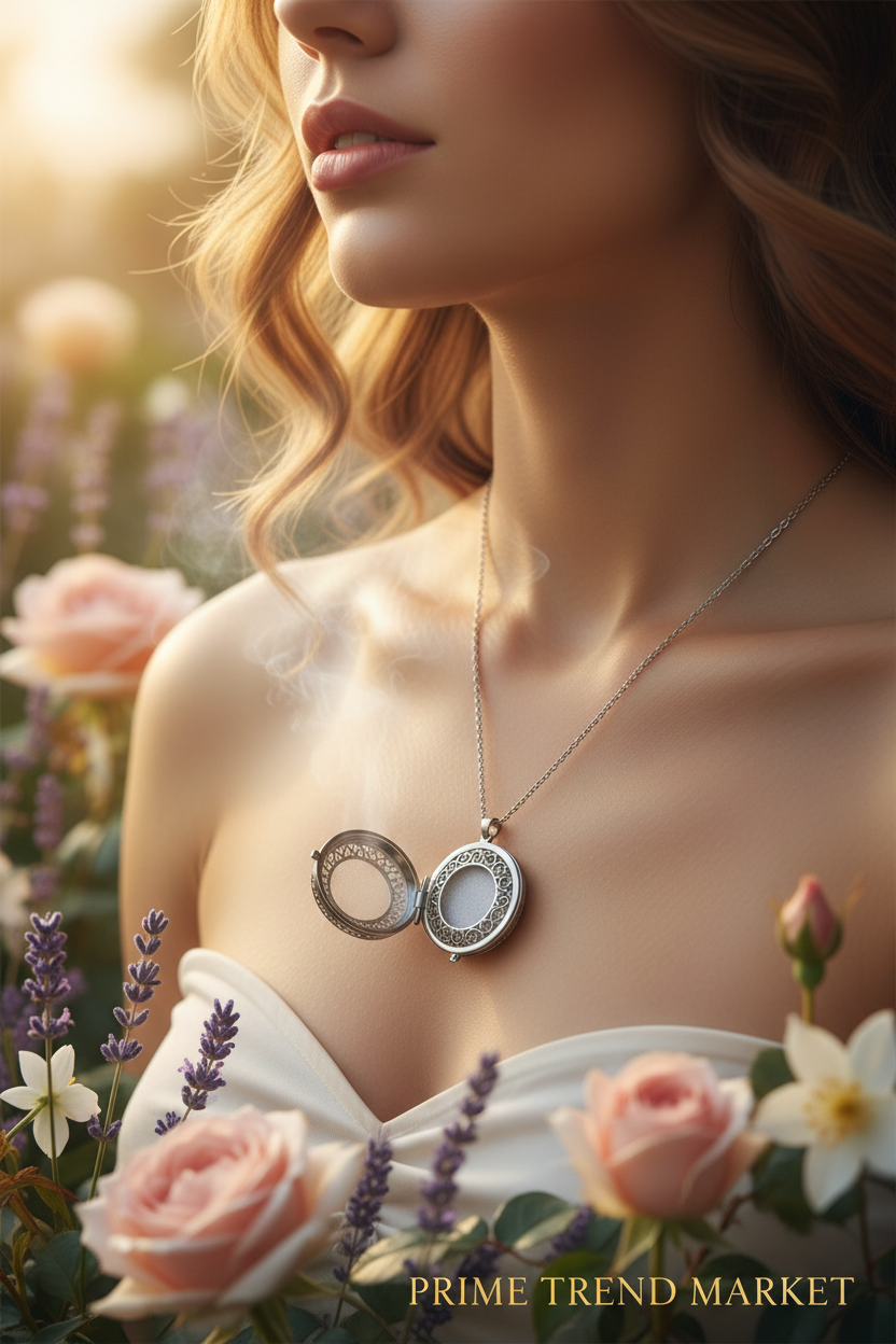 Aromatherapy Essential Oil Pendant Necklace — Titanium Steel Diffuser Locket | 16 Styles + Cotton Pads — Prime Trend Market