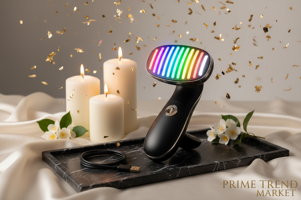 Luxury 7-Color LED EMS Face & Neck Beauty Massager — Negative Ion, Infrared, Ultrasonic Skin Rejuvenation — Eliza & Tuan