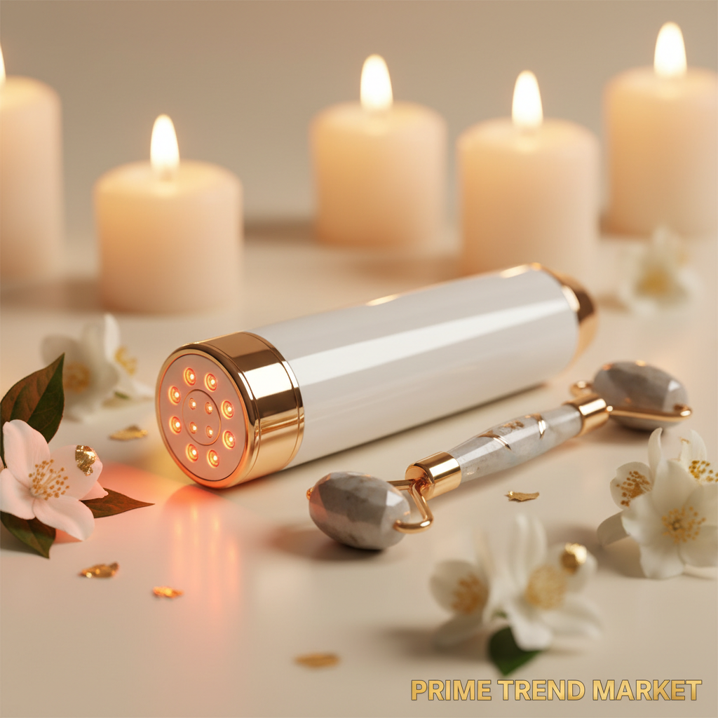 Luxury Anti-Aging Wand Bundle | RF LED Lifting Wand + Microcurrent Toning Wand + Germanium Stone Roller — Prime Trend Market