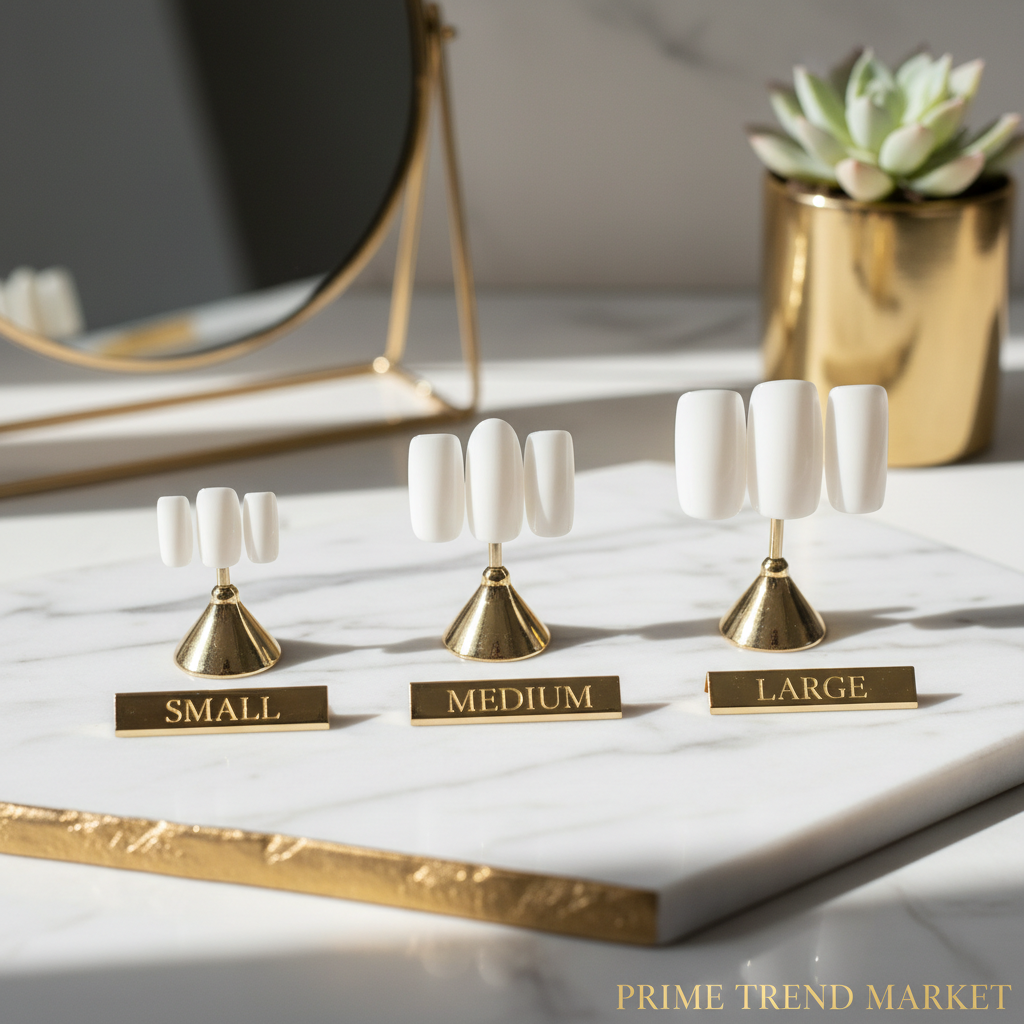 Gilded Whisper Press On Nails Gift Set – Short PMMA Acrylic, Reusable, S/M/L with Box — Prime Trend Market