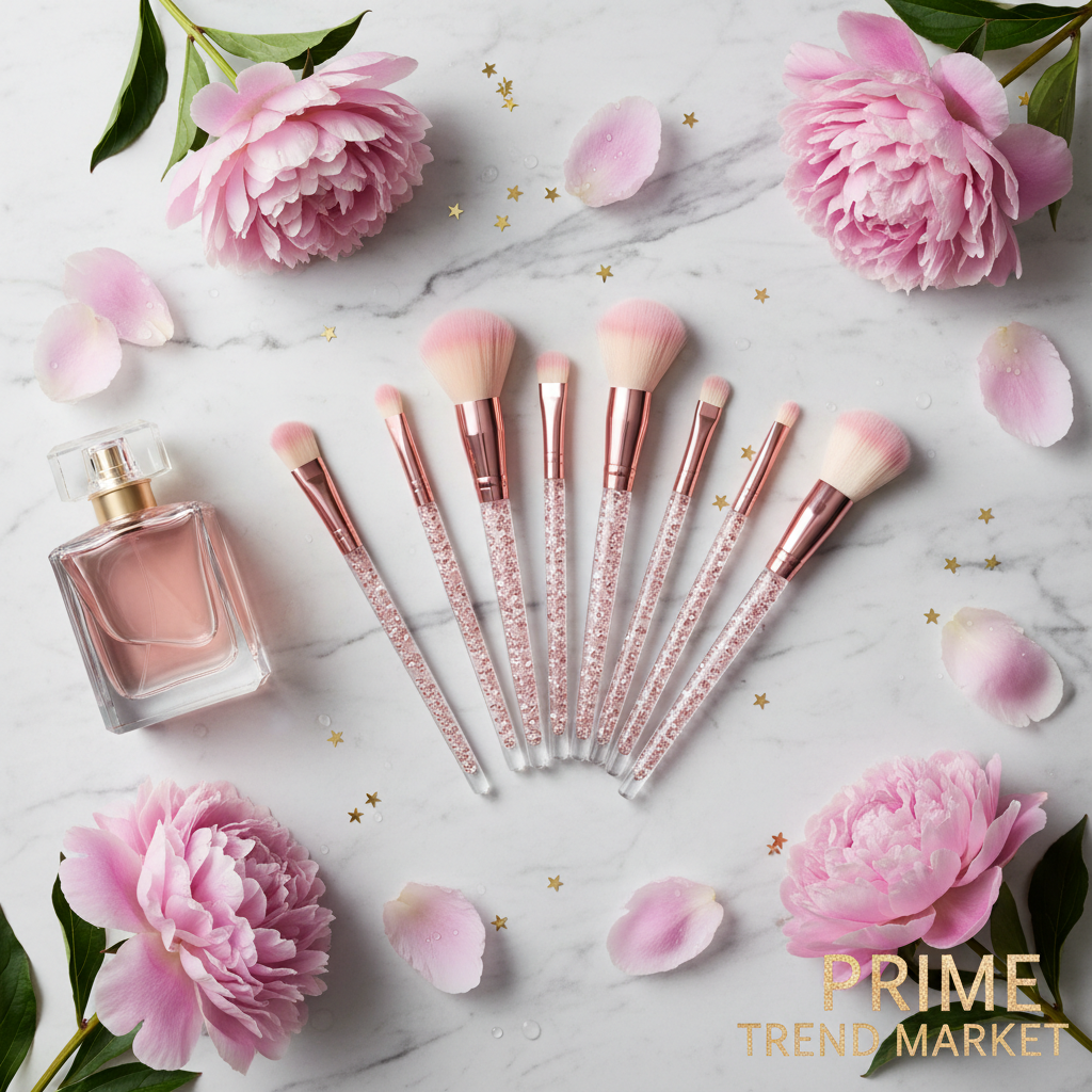 10-in-1 Diamond Inlaid Handmade Luxury Makeup Brush Set — Crystal Clear Edition — Prime Trend Market