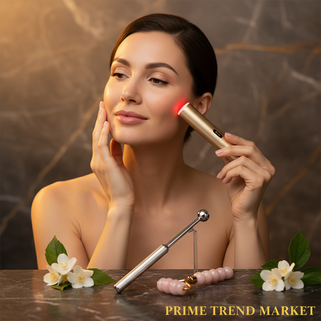 Luxury Anti-Aging Wand Bundle | RF LED Lifting Wand + Microcurrent Toning Wand + Germanium Stone Roller — Prime Trend Market