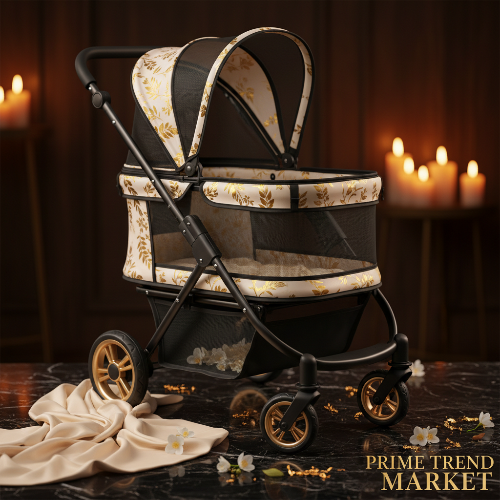 Luxury Pet Stroller Cart for Cats & Dogs — Foldable, All-Terrain, Breathable — Prime Trend Market