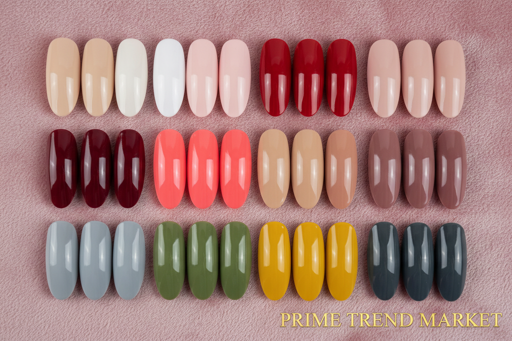 Long Almond Press-On Nails — Solid Color Salon Nails | 12 Styles — Prime Trend Market
