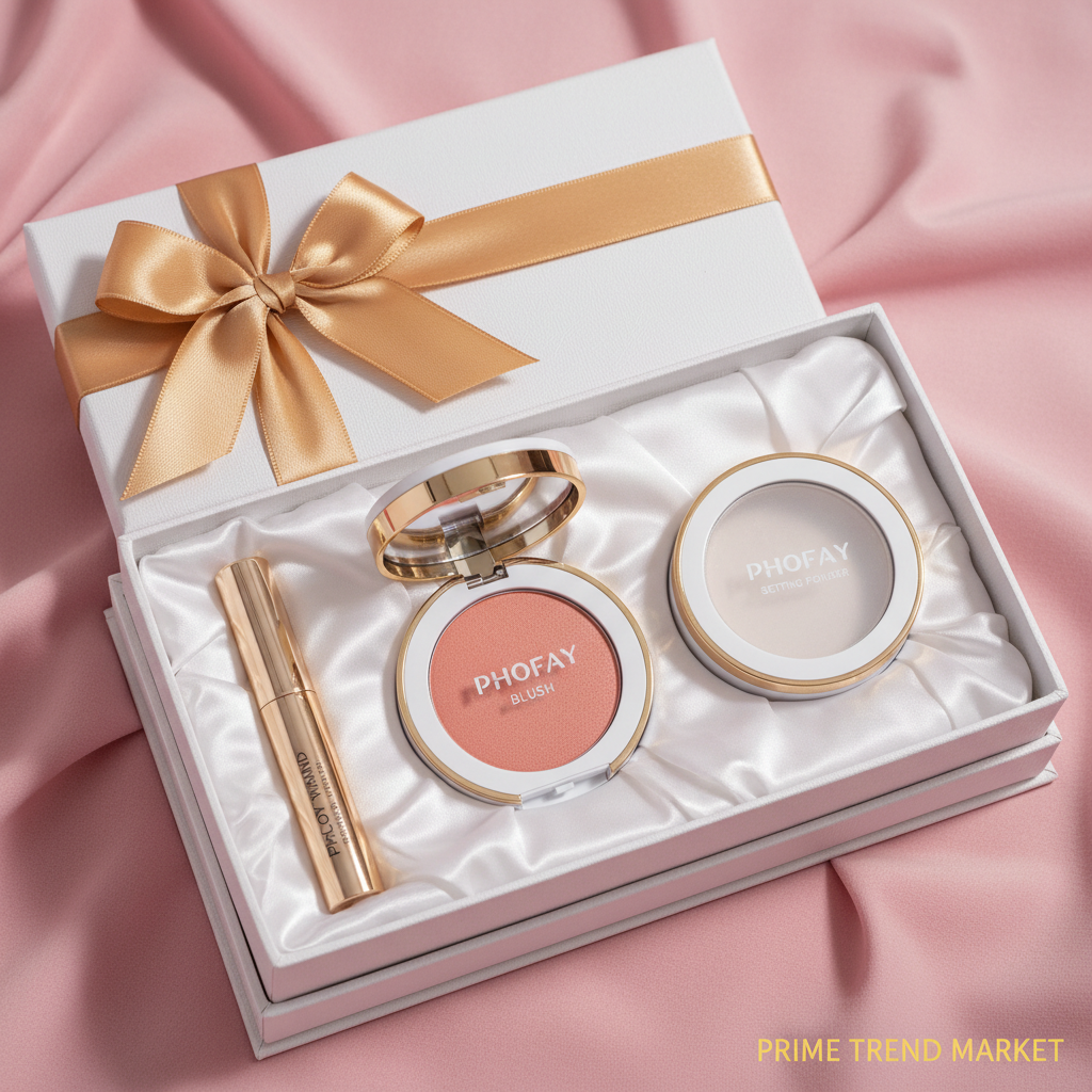 PHOFAY Glow Face Kit — Highlighter Wand + Luminous Powder Blush + Setting Pressed Powder — Prime Trend Market